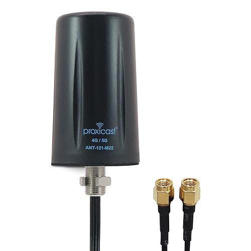 Proxicast Antena de montaje de tornillo omnidireccional MIMO de perfil bajo 4G5G resistente al vandalismo 2x2  cables coaxiales de 10 pies  para