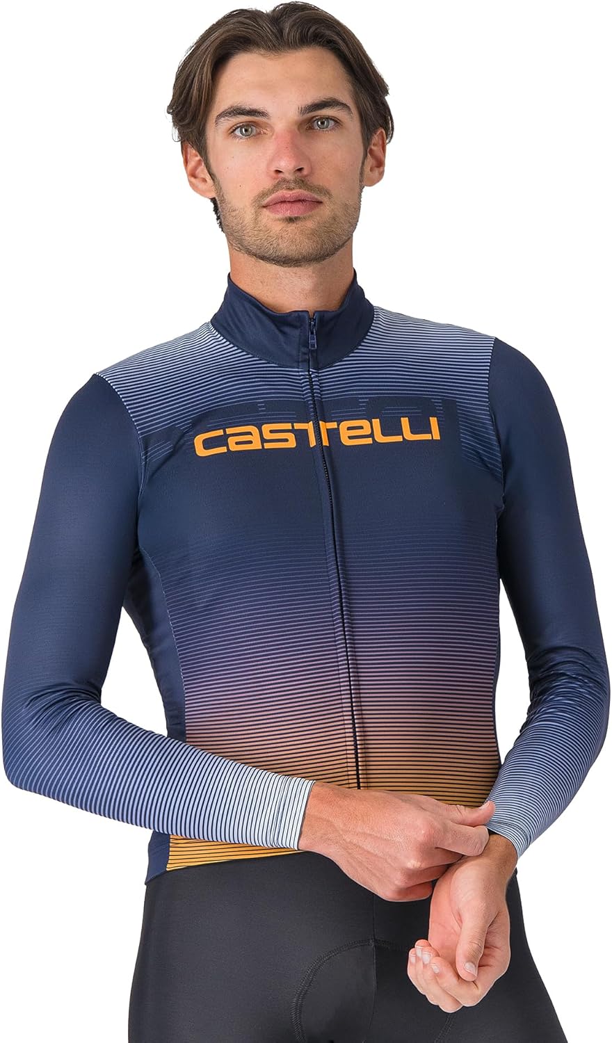 CASTELLI Men’s Apice Thermal Jersey, Long Sleeve Mid-Weight Breathable Warm Cycling Apparel for Cool Road Cycling & Biking