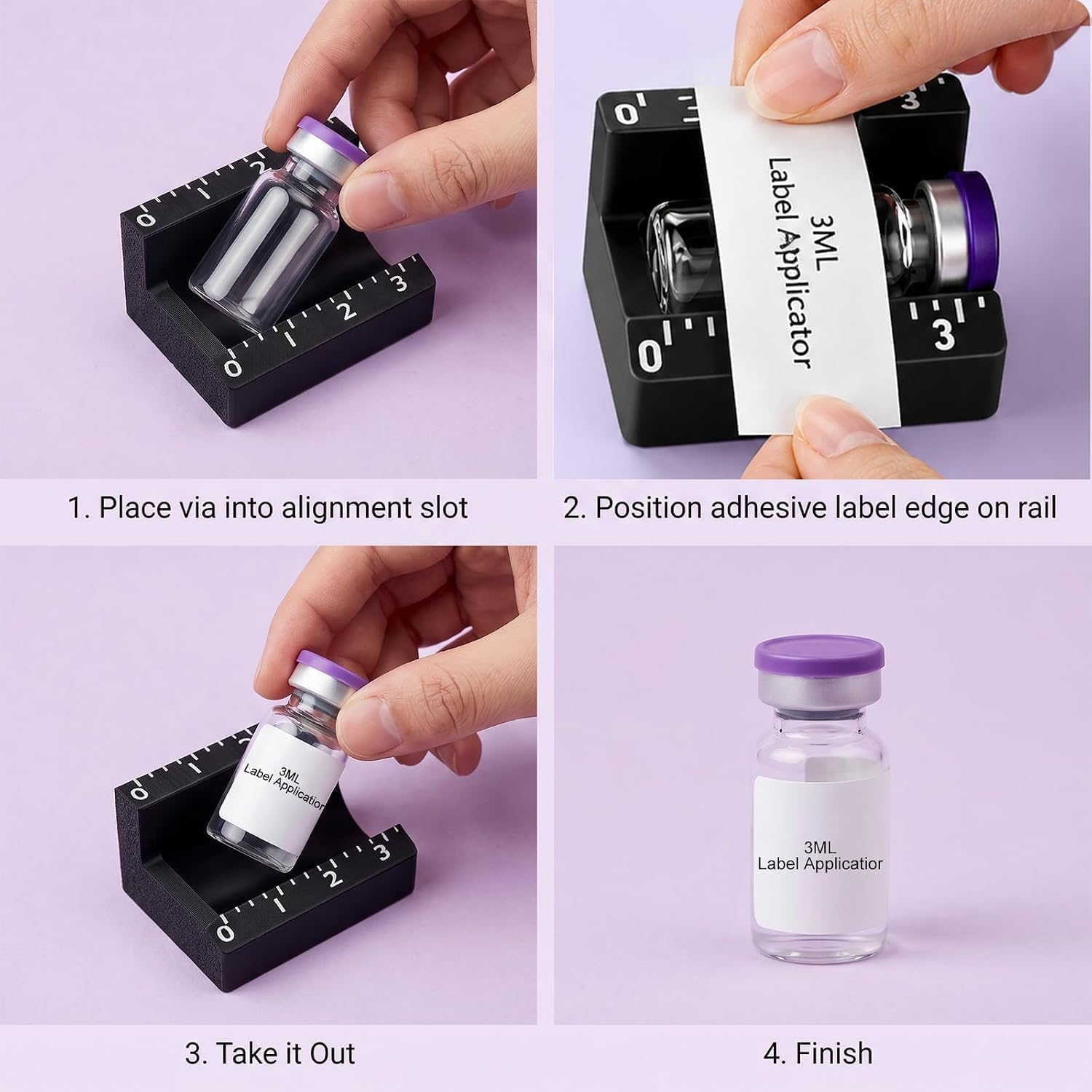 2PCS Peptide Vial Label Applicator 3/5/10ML- Vial Labels Alignment Ruler