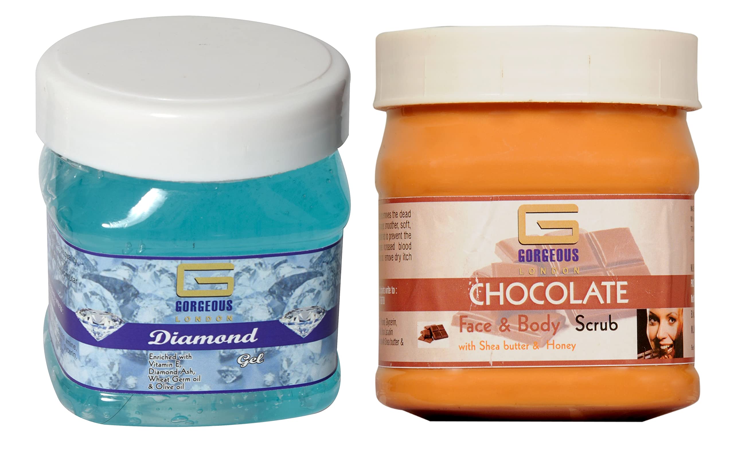 Gorgeous LondonDiamond Gel and Chocolate Scrub Combo (Pack of 2) Each 450ml