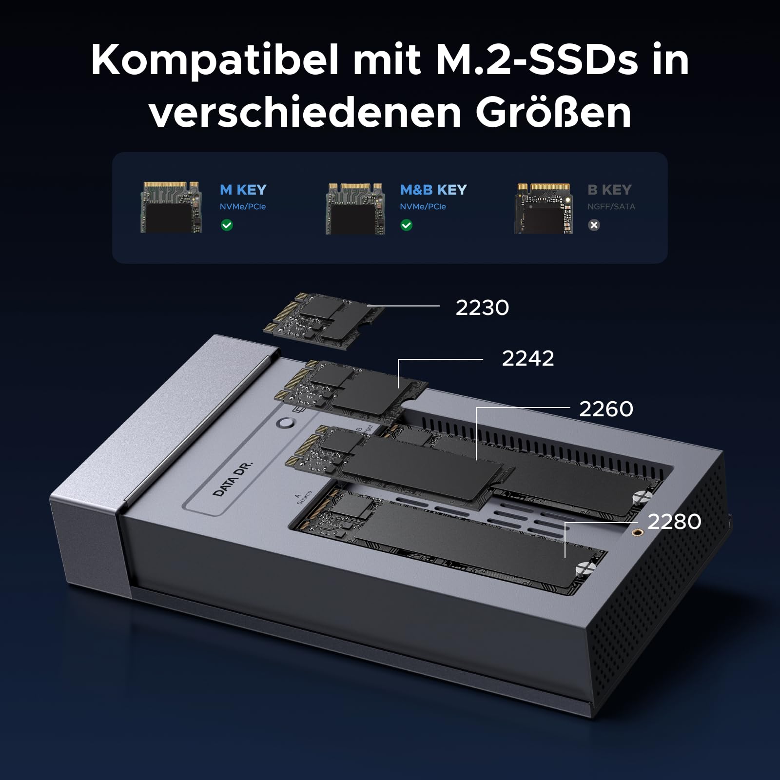 UGREEN 40Gbps Festplatten Dockingstation,USB4 Dual Bay NVMe Docking Station | USB4 NVMe Docking Station mit Kühllüfter,M2 NVMe SSD Festplattengehäuse mit Offline-Klonen und Software-RAID-Konfigurationen