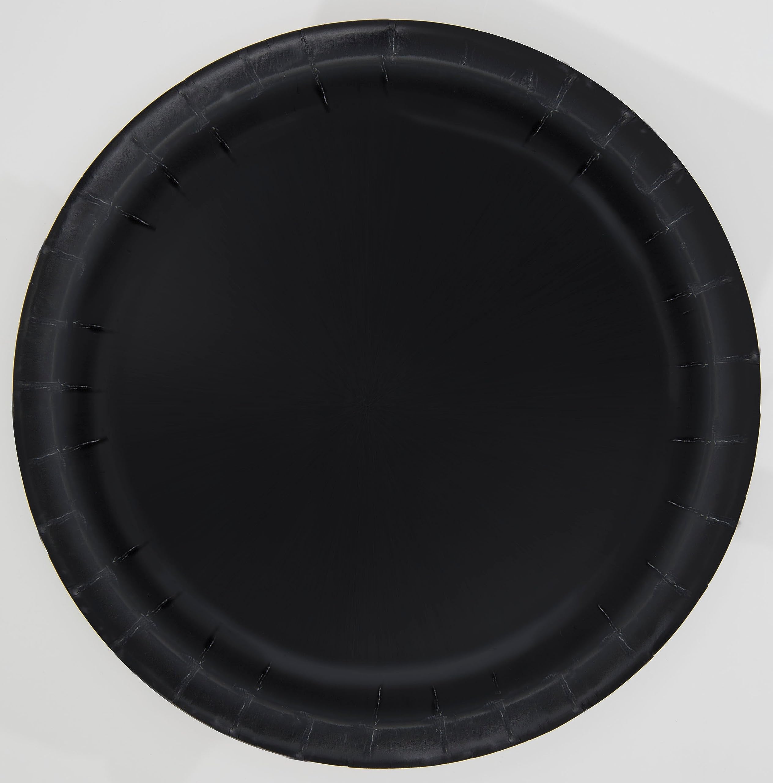 Solid Midnight Black Round Paper Dinner Plates (22cm) 16 Count - Sturdy & Elegant for Parties and Events