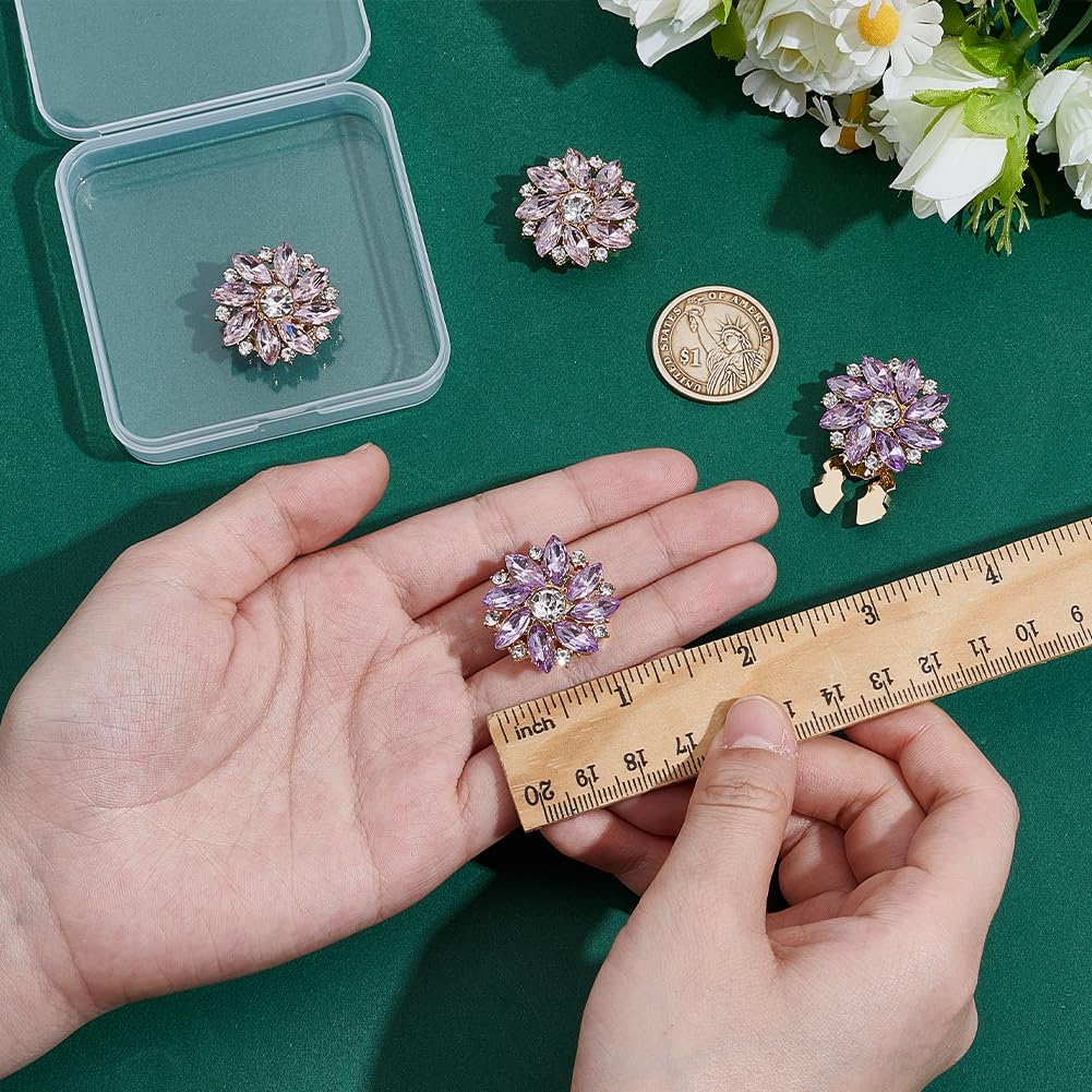 NBEADS 4 Pcs 2 Styles Rhinestone Buttons Cover - Image 3