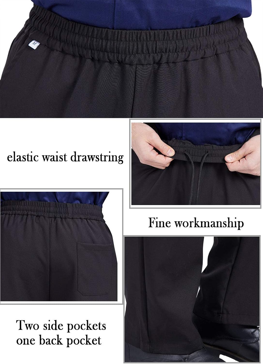 Nanxson Men's Baggy Chef Pants Restaurant Drawstring Work Pants with Elastic Waist CFM2012