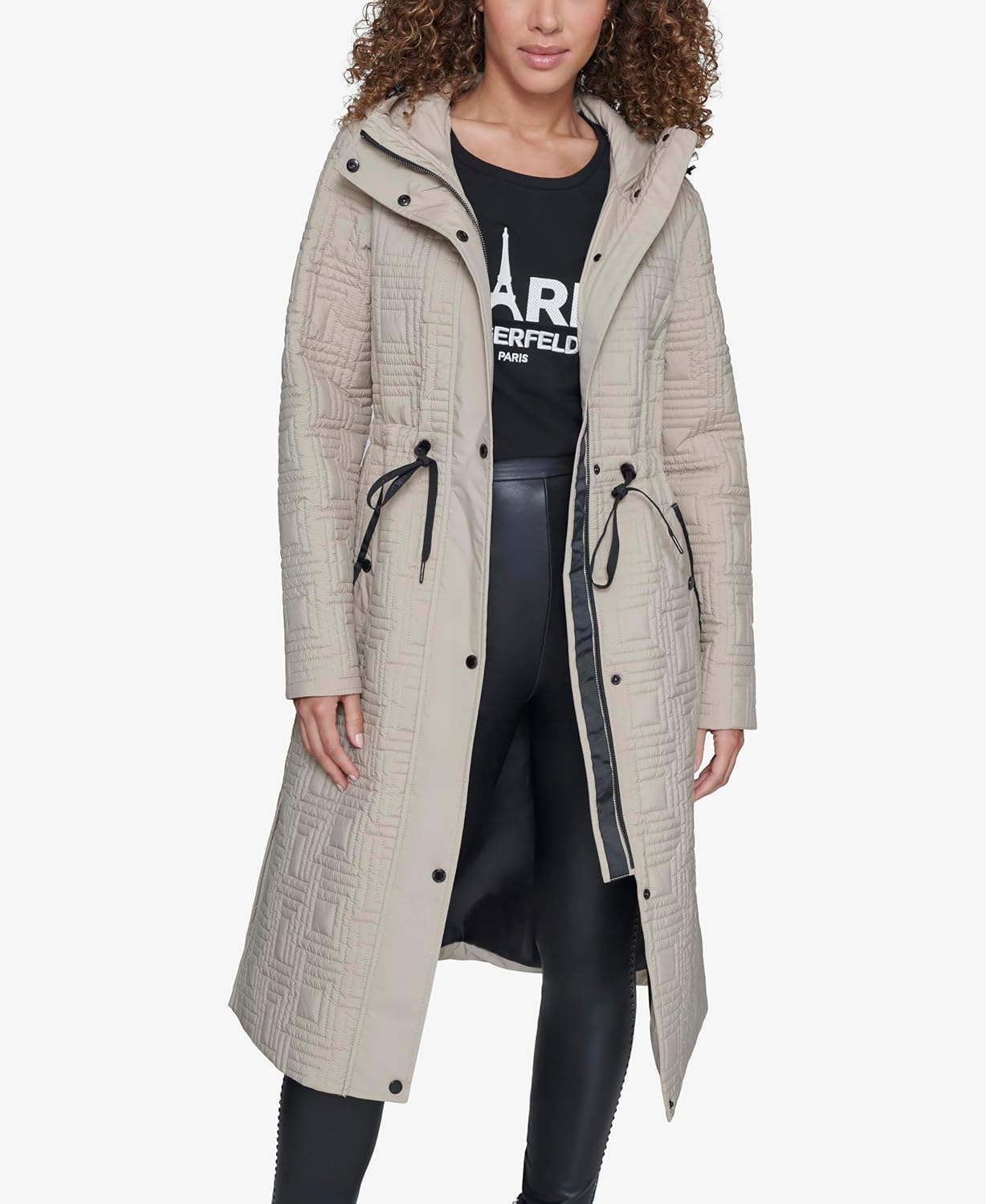 KARL LAGERFELD womens Quilted Anorak Jacket