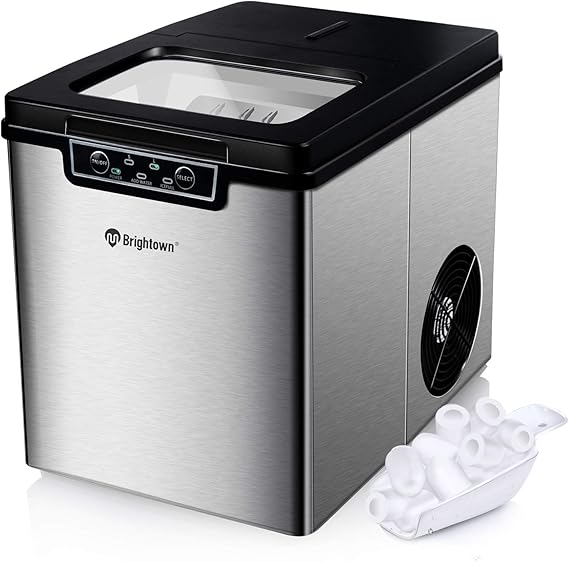 Portable Ice Maker for Countertop, 9 Ice Cube Ready in 7 Mins, 26 lbs in 24 hrs, Ice
