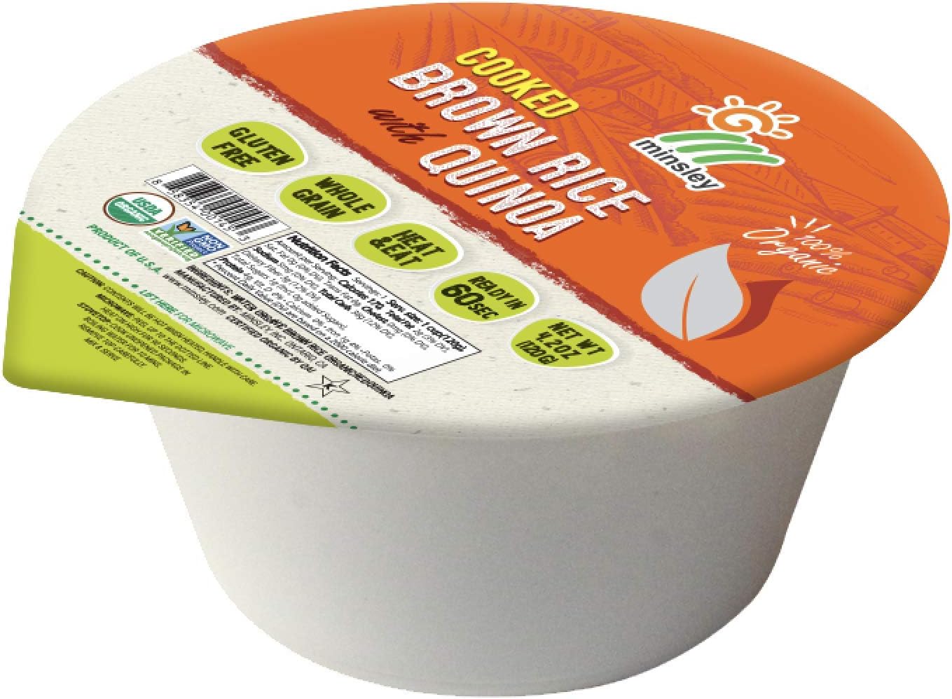 Minsley Organic Cooked Brown Rice with Quinoa Cup, 4.2 Ounce (Pack of 12)