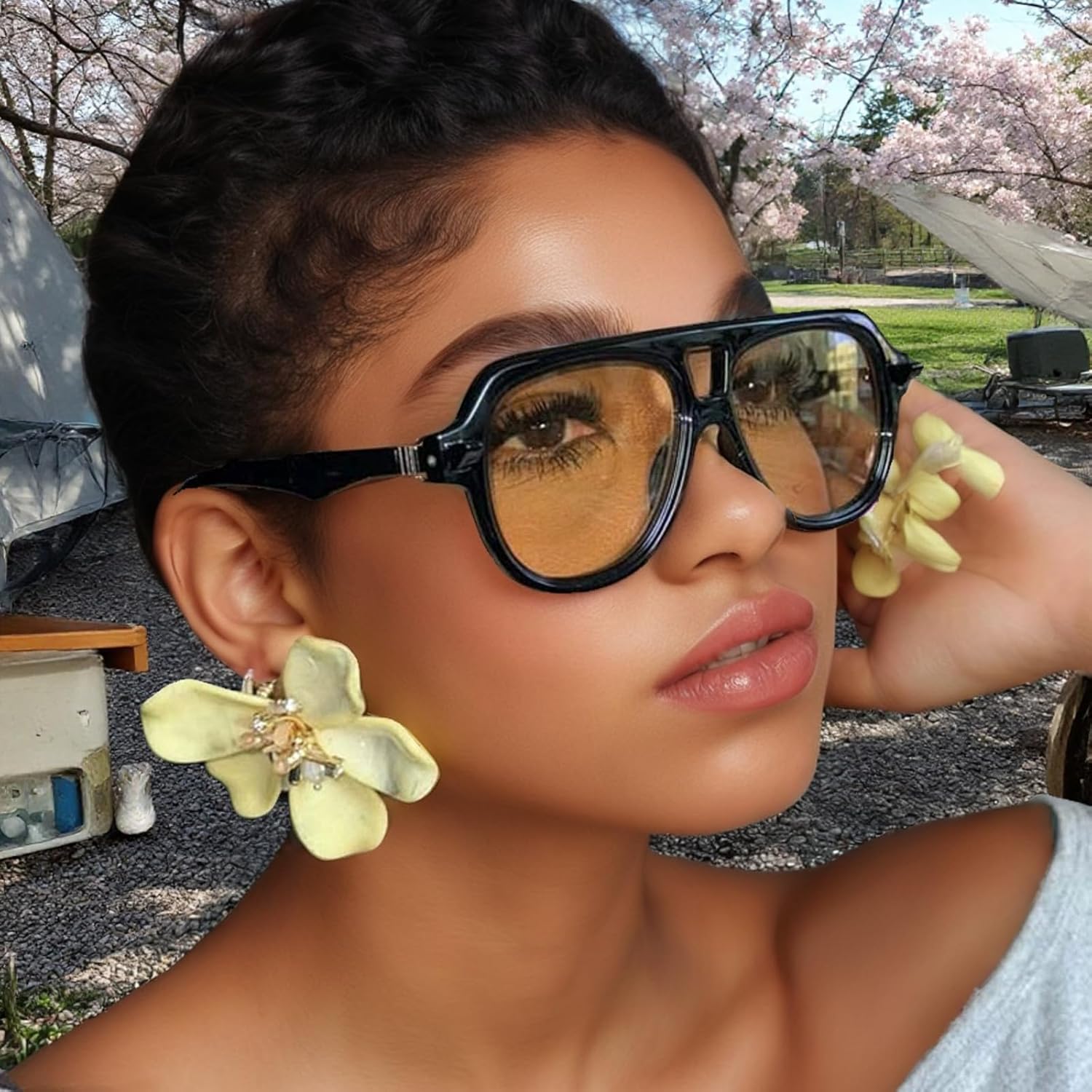 willochra Retro Double Bridges Pilot Men Rivets Sunglasses Fashion Clear Gradient Shades UV400 Women Punk Sun Glasses - Image 3