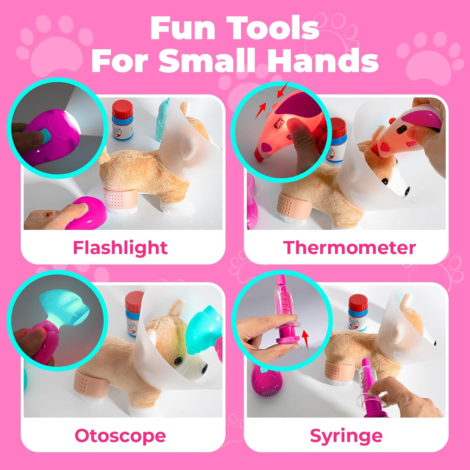 Doctor Kit for Toddlers 3-5 - Preschool Pretend Play Medical Kit with Dog Toy,
