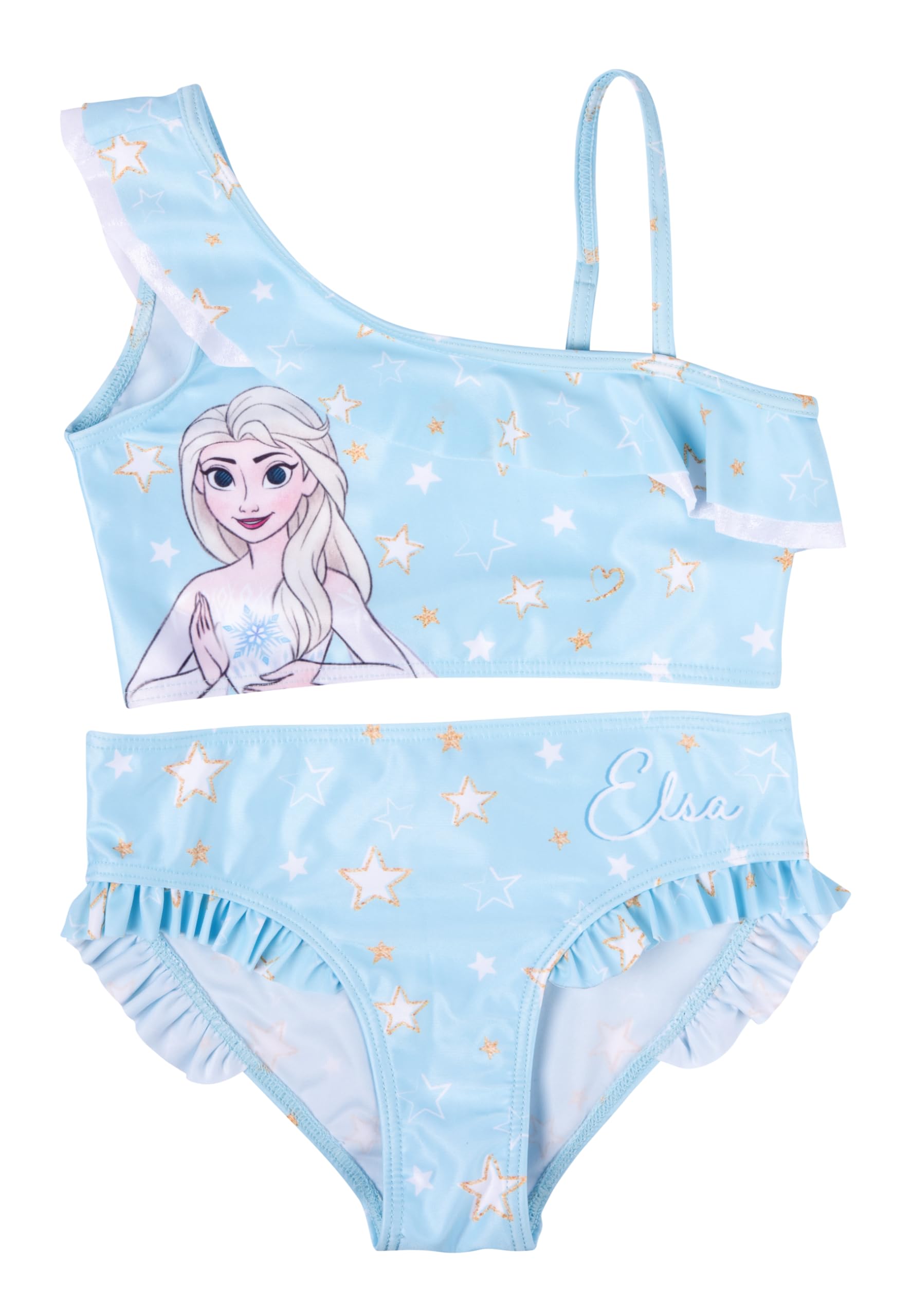 United Labels Disney Frozen Bikini con Volantes para niñas - Elsa Frozen Bañador de Dos Piezas Azul (DE/NL/SE/PL, Numérico, 134, 140, Normal, Azul)