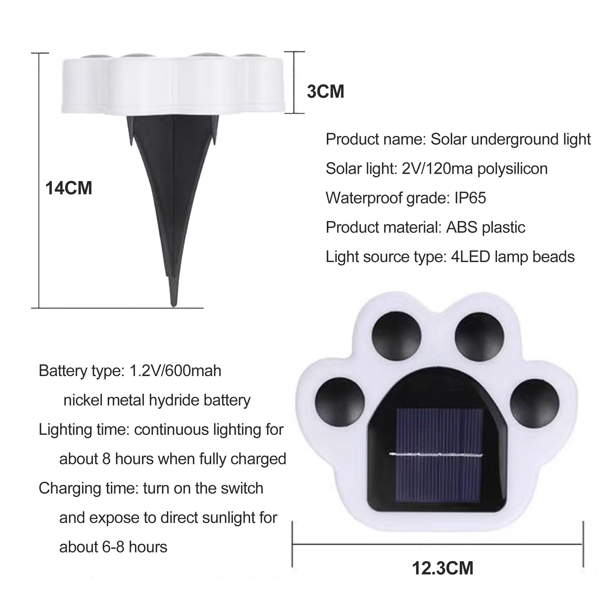 4 confezioni di luci solari da terra, Lampada solare da giardino, luci per vialetti paesaggistici da giardino, IP65 impermeabile, per decorazioni per portici anteriori, patio, cortile, vialetto(luce b
