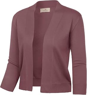 Bolero Mujer Festivo Verano Manga 3/4 Recorte Chaqueta de Punto Mujer para Vestido Elegante Fiesta Bolero