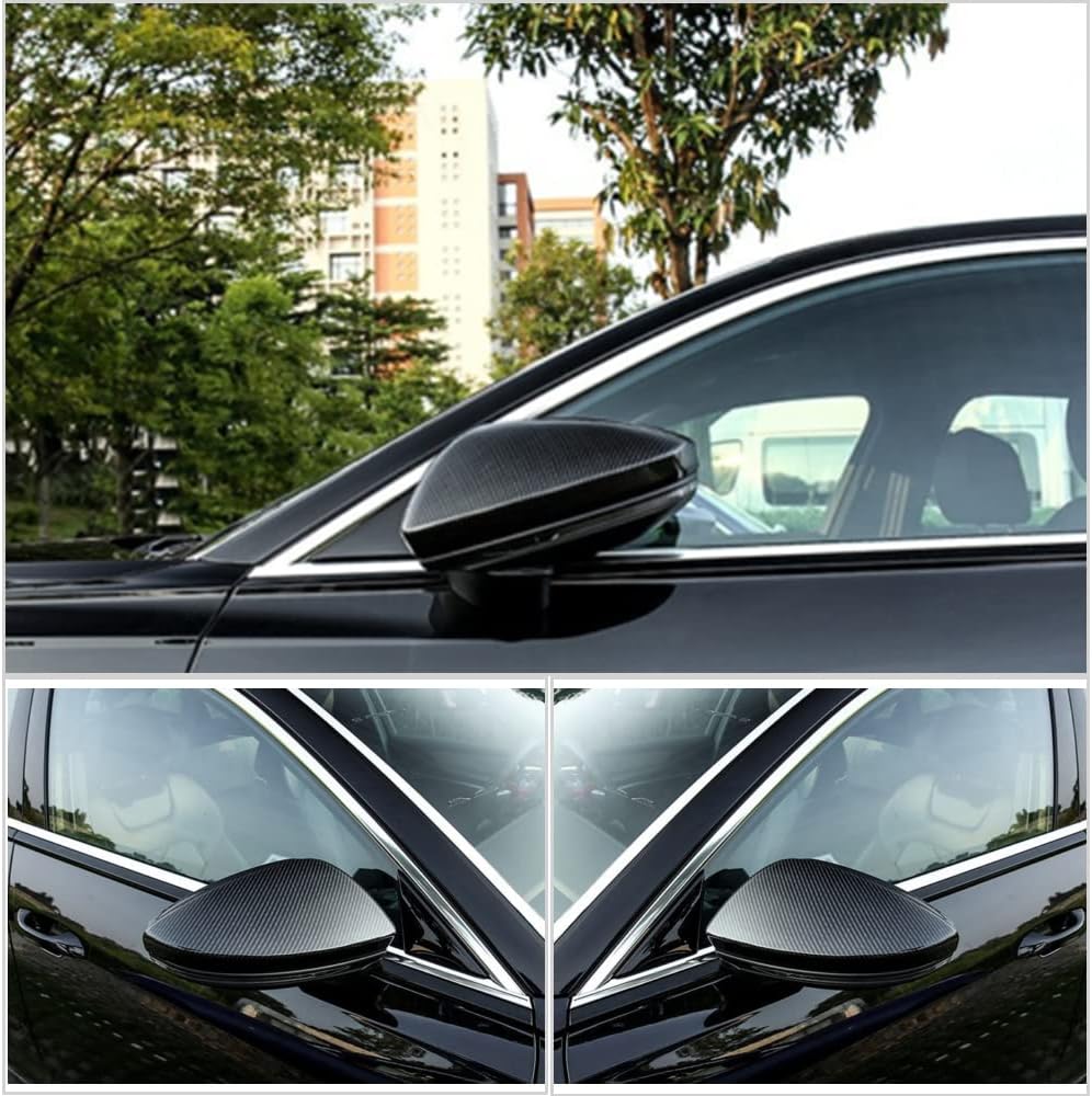 Carbon Fiber Side Mirror Covers Fits for Audi A6 A7 A8 2019-2020 1pair Replacement Style Rear View Mirror Caps(with Side Assit)