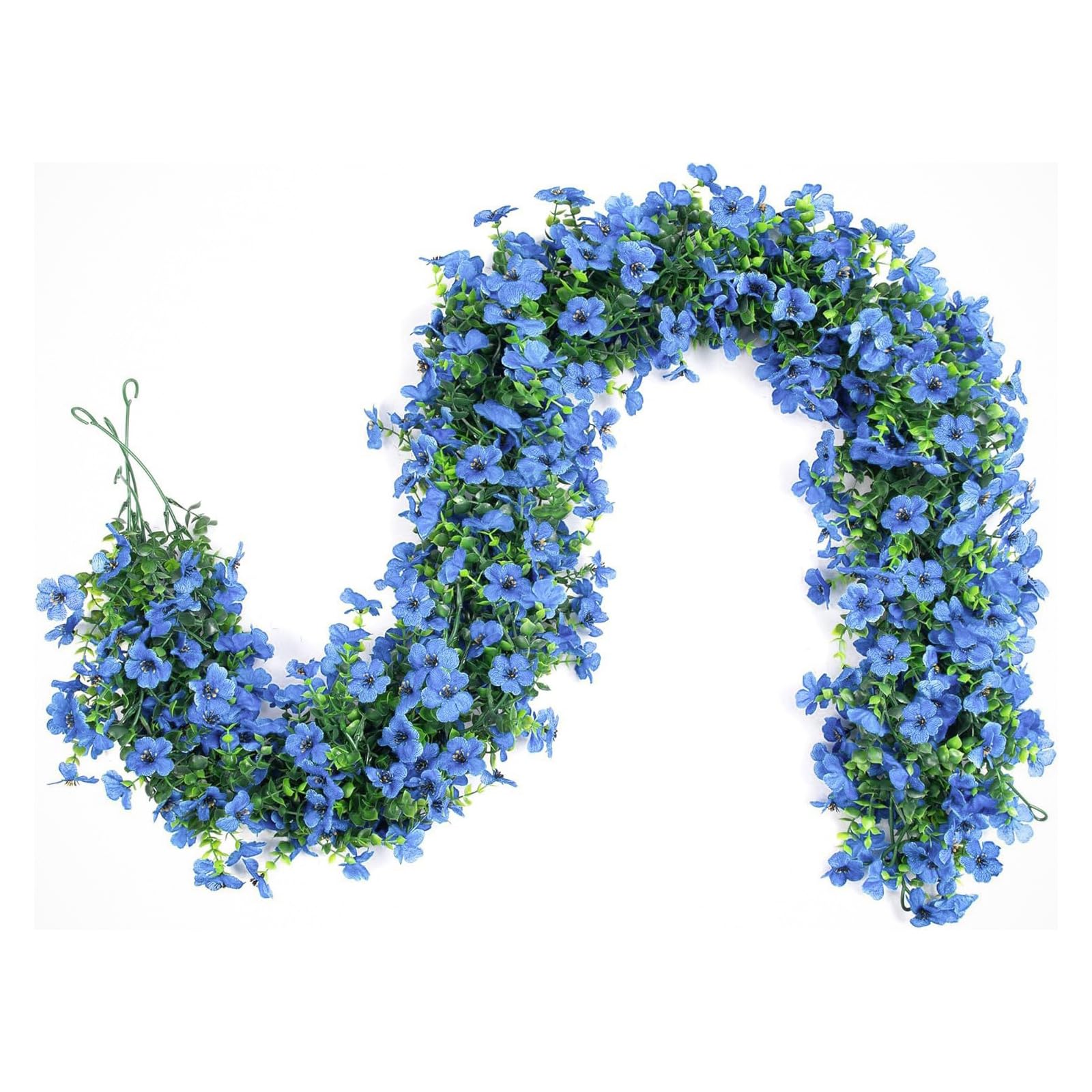 NEWFT Realistic Artificial Leaves Plant with Flower 1.8Meter Simulation Plant Hanging Decoration For Mantels Wall
