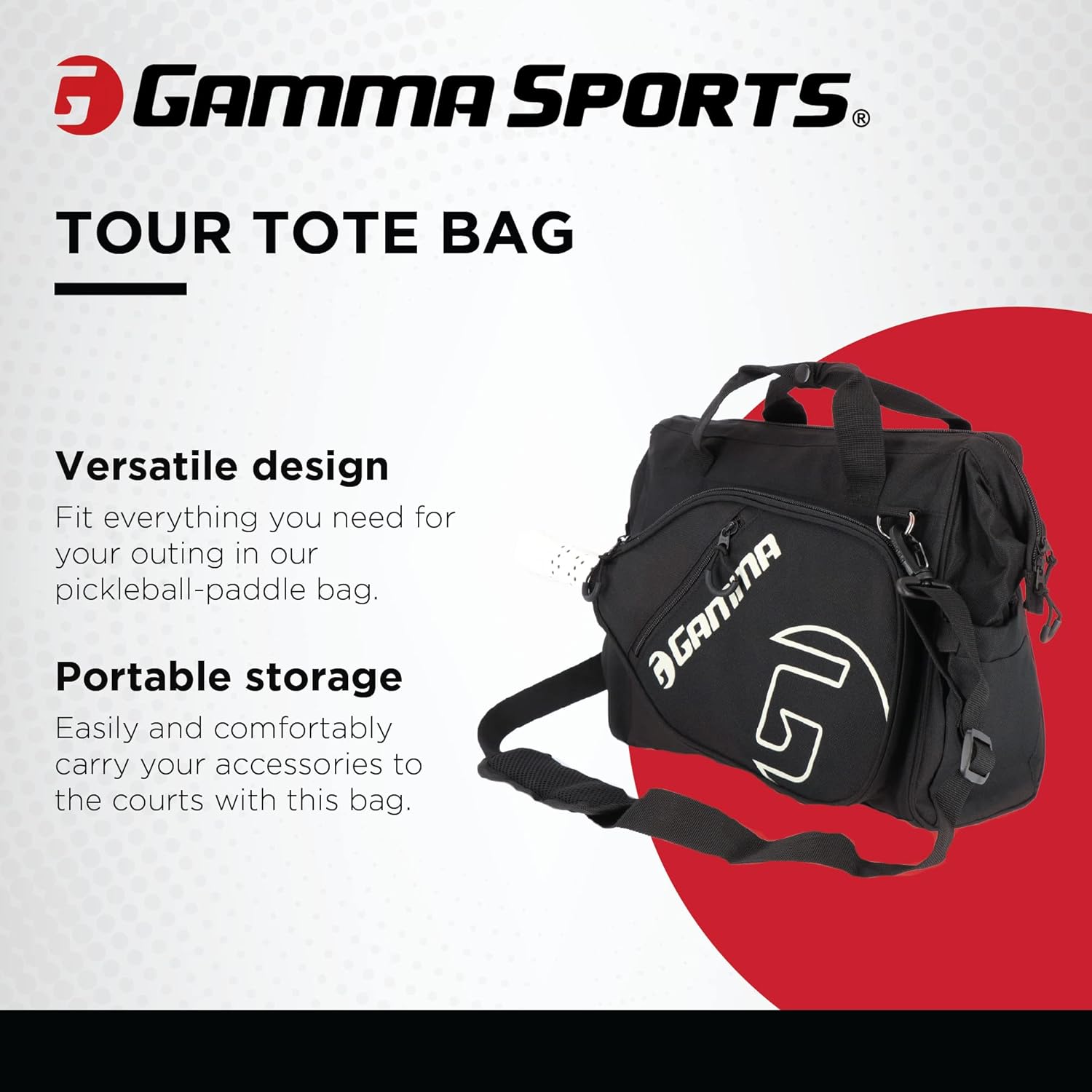 Gamma Sports Tour Tote Bag, Pickleball Bag for Pickleball Paddles, Gear, and Clothes, Black - Image 2