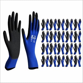 FORTUNER Blue & Black Nylon Latex Coated Safety Hand Gloves – Durable, Slip-Resistant Grip & High Dexterity – 20 Pairs