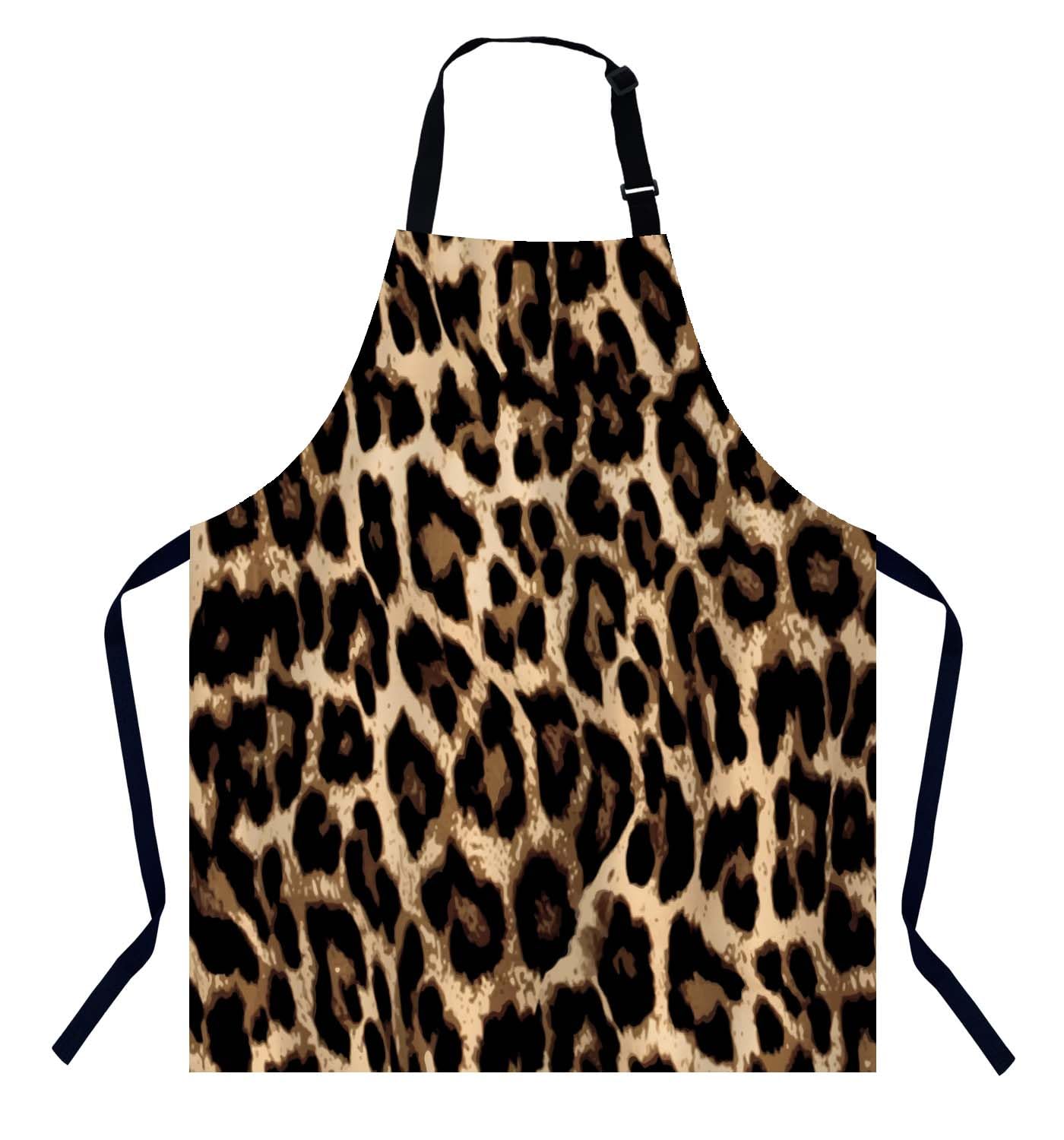 BGBDEIA Leopard Skin Pattern Apron for Women Men - Adjustable Kitchen Chef Design for Home Cooking, Baking, Gardening, BBQ, Coffee House, Restaurant