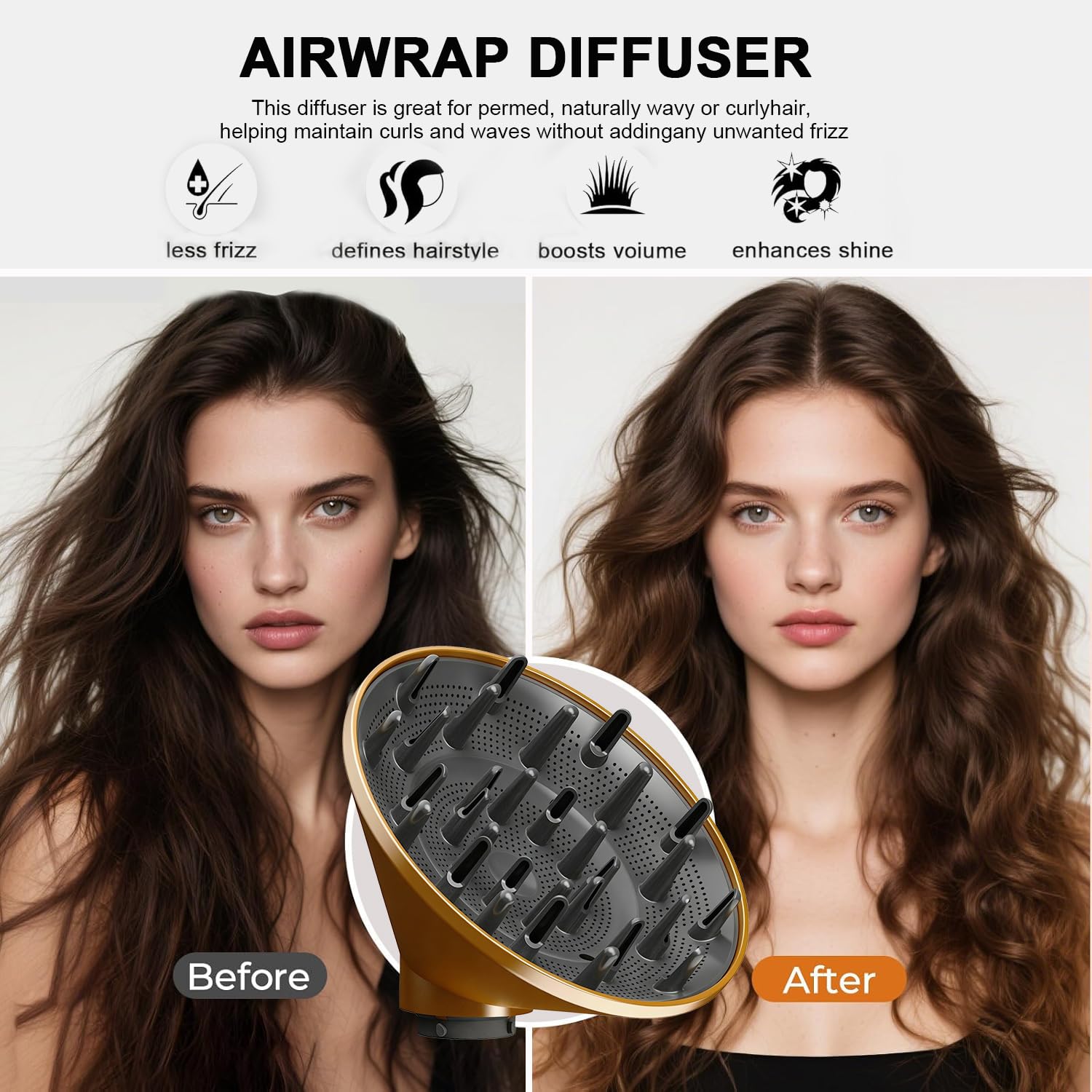 Large 6.7in Diffuser for Dyson Airwrap, HS01 HS05 HS08 |Quick-Dry,Frizz-Free Curls & Volume|for Thick/Curly Hair|Heat-Safe & Lightweight,Hair Diffuser Attachment-Hair Dryer Diffuser Nozzle