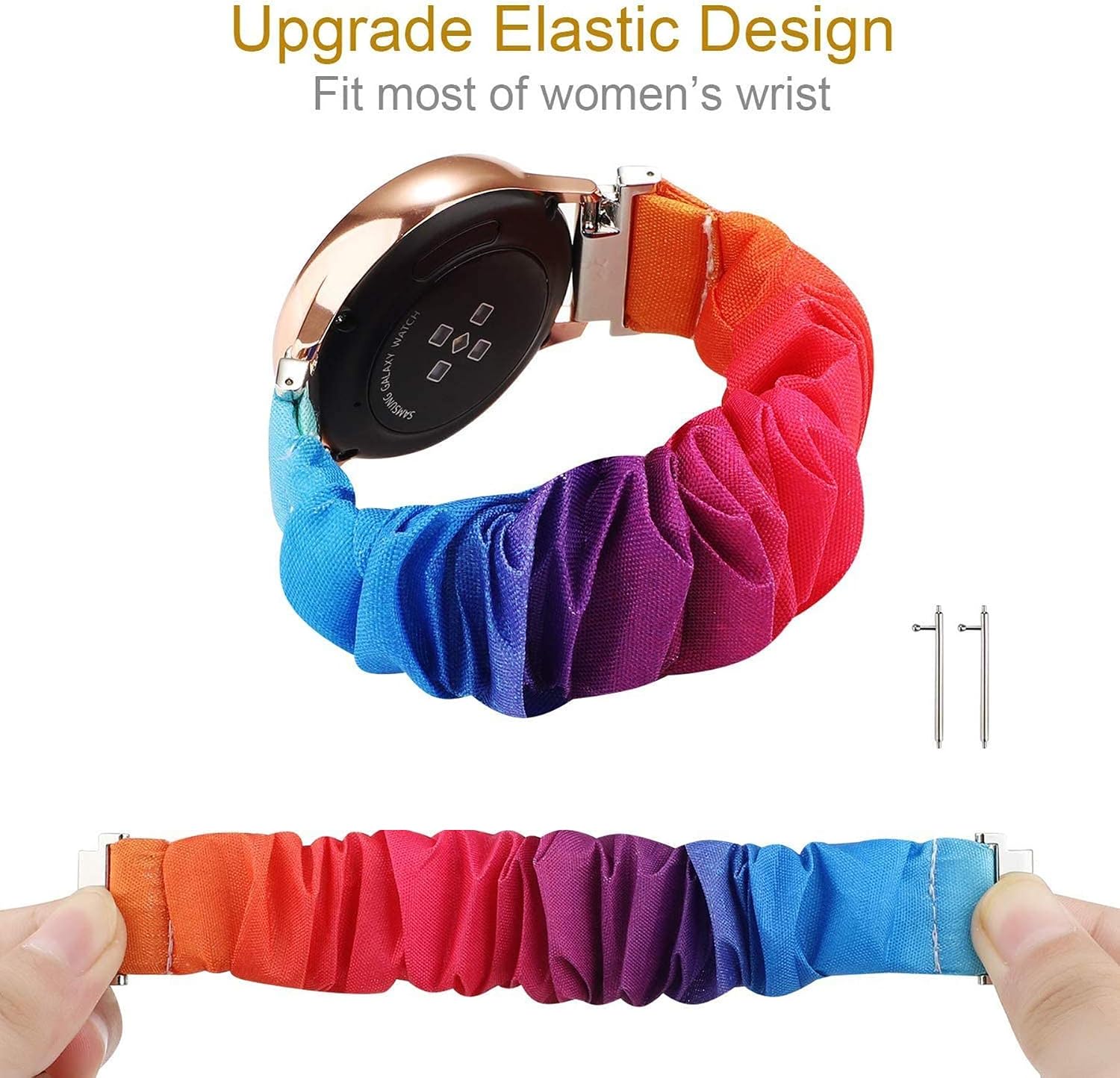Fit for Samsung Galaxy Watch Active 2 40mm/ 44mm Bands Women Men, Feminine Elastic Stretch Fabric Replacement Watch Band Straps Bracelet Wristband Fit for Samsung Galaxy Watch 3 41mm (Color)
