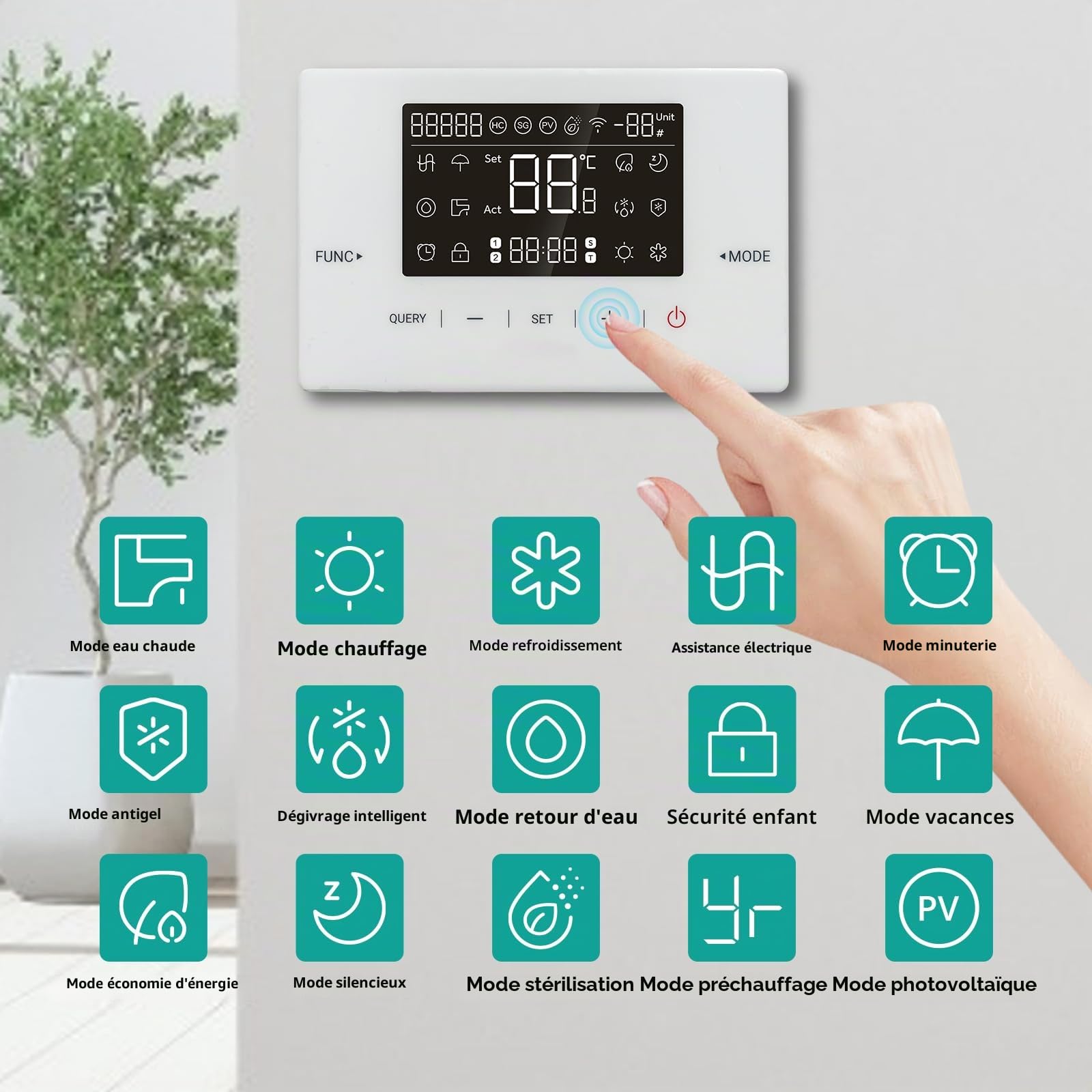 SMETA 16 KW Pompe à Chaleur Air Eau, R290, Monobloc, Pompe à Chaleur Maison MultifréQuence, ContrôLe Intelligent Wifi, Fonction Triple - Refroidissement, Chauffage et Eau Chaude, Mode Silencieux, A+++