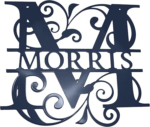 Monograma personalizado de letra dividida - 13 opciones de color - Letrero de acero personalizado con monograma - Placa de reliquia familiar -