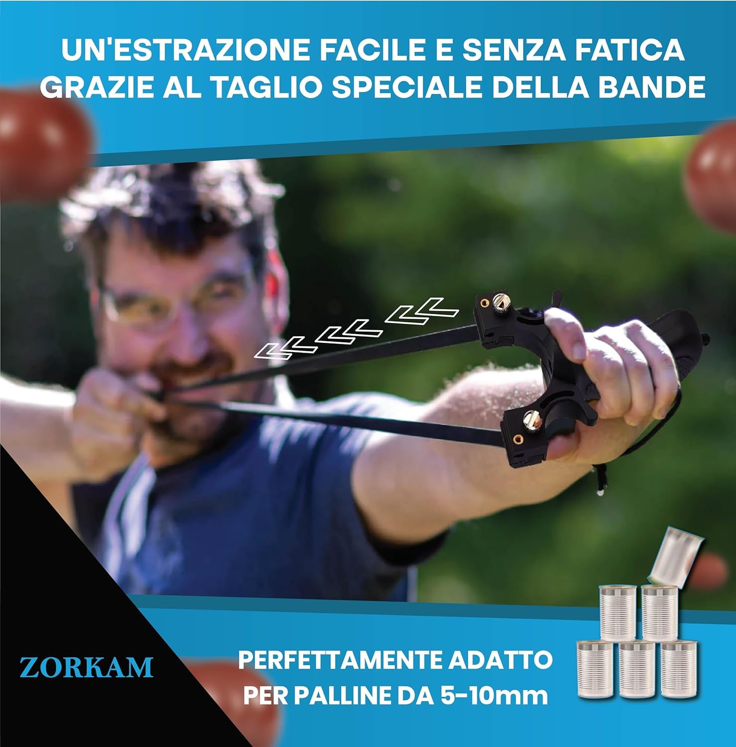 ZORKAM Dispositivo Sportivo - 3 Fasce Elastiche - 400 Palline Argilla e Acciaio – Borsa Portatile- Idea Regalo – Gioco all’Aperto Professionale di precisione - 5
