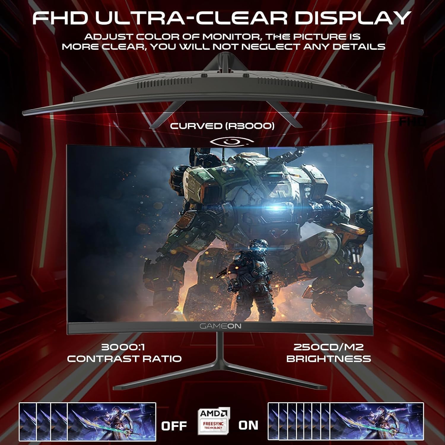 شاشة منحنية 24 بوصة بدقة وضوح FHD 1080p وتردد 180 هرتز وزمن اس... - view 2