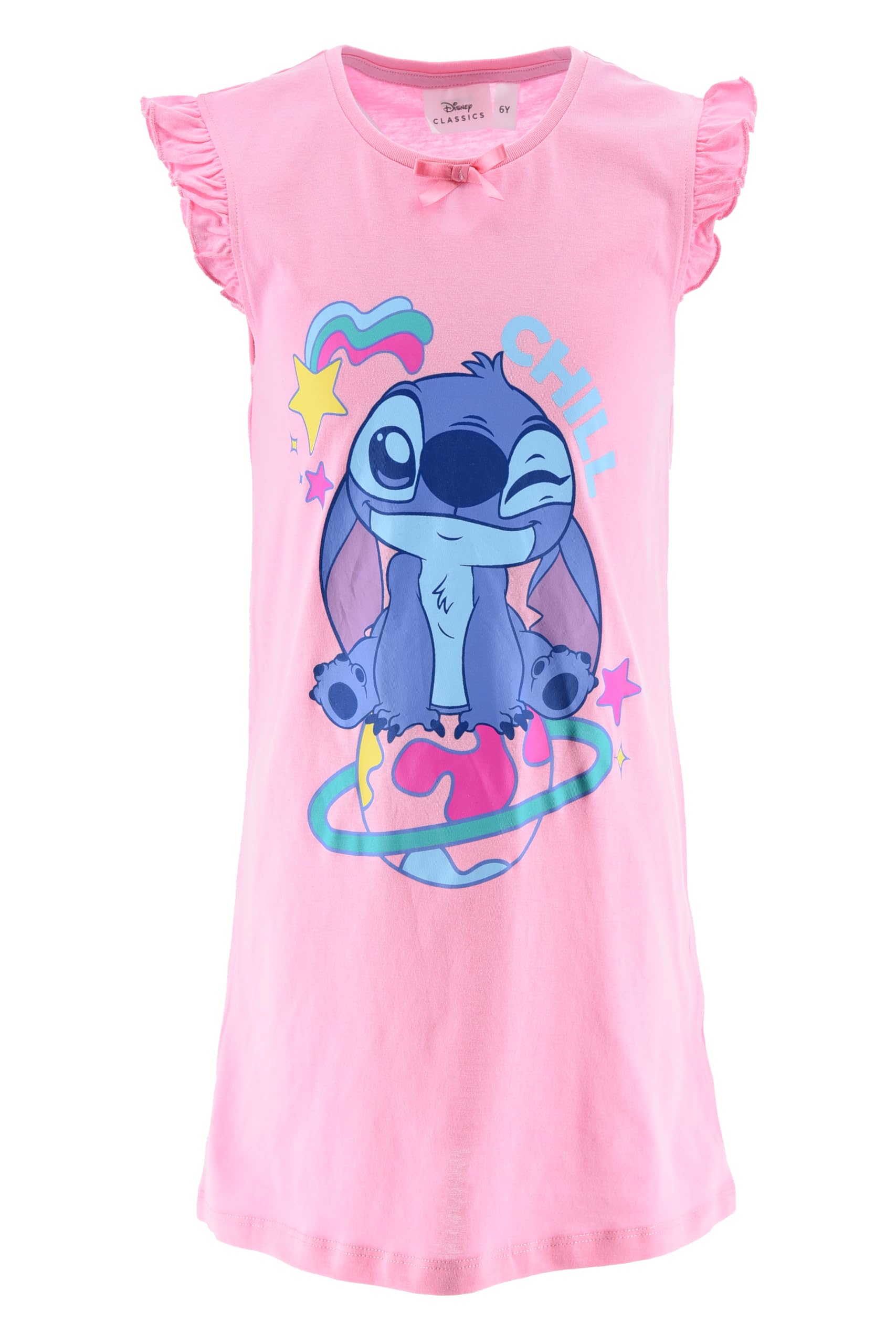 Disney Lilo e Stitch Camicia da Notte Estiva per Bambina, 100% Cotone, con Volant