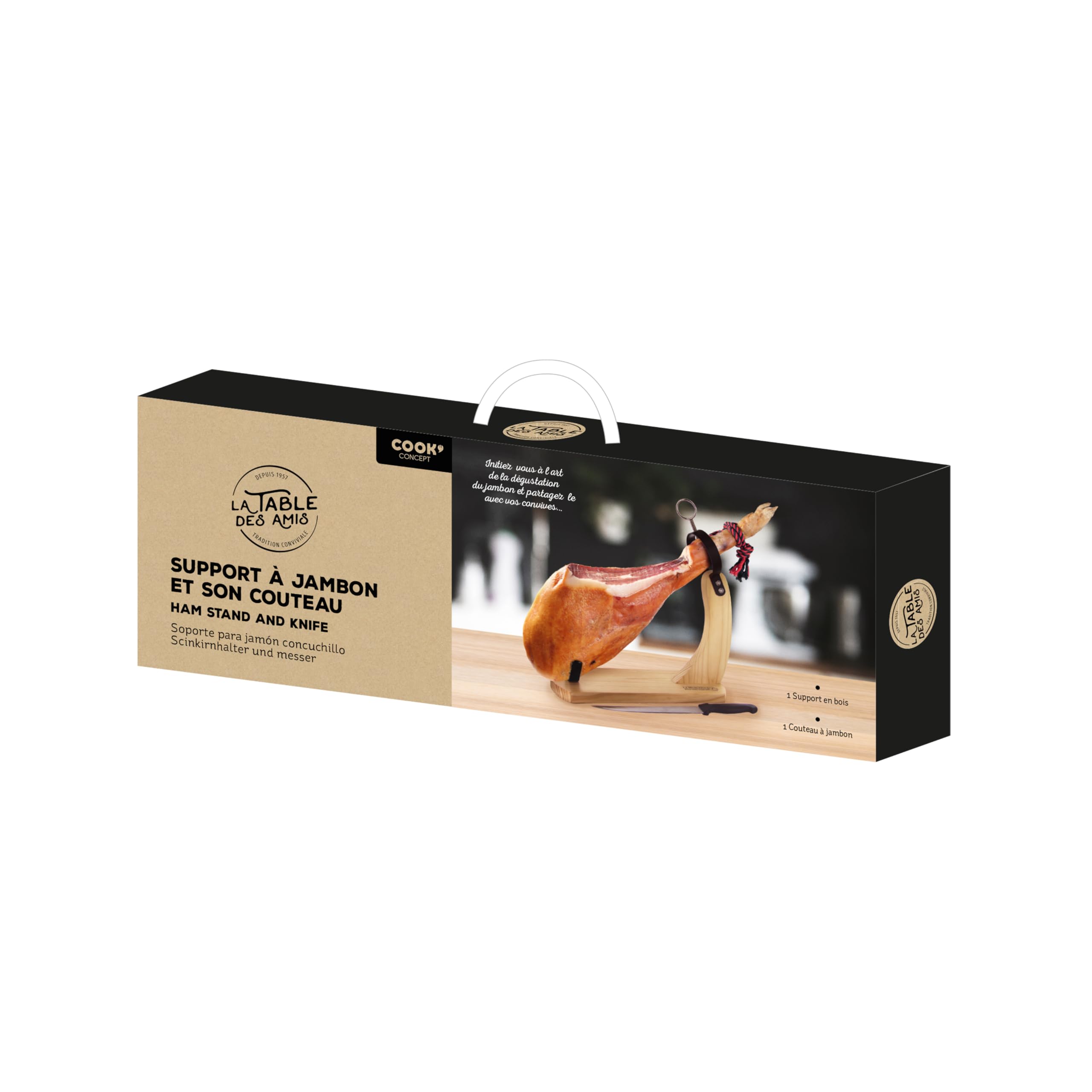 Bistro kd3168 stojak na szynki z drewnianym nożem 38 x 14,2 x 39 cm brązowy
