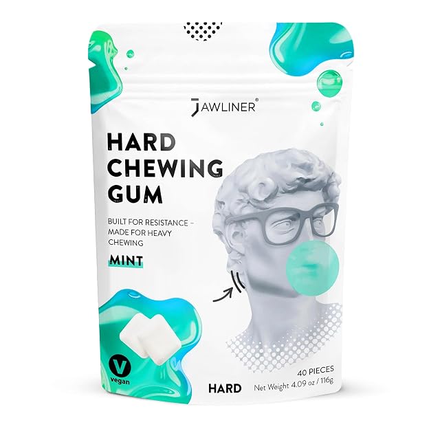 Jawliner Hard Jawline Gum for Facial Fitness - Jaw Exerciser for Sculpted Masseter Muscle with 6-10 Stronger Resistance