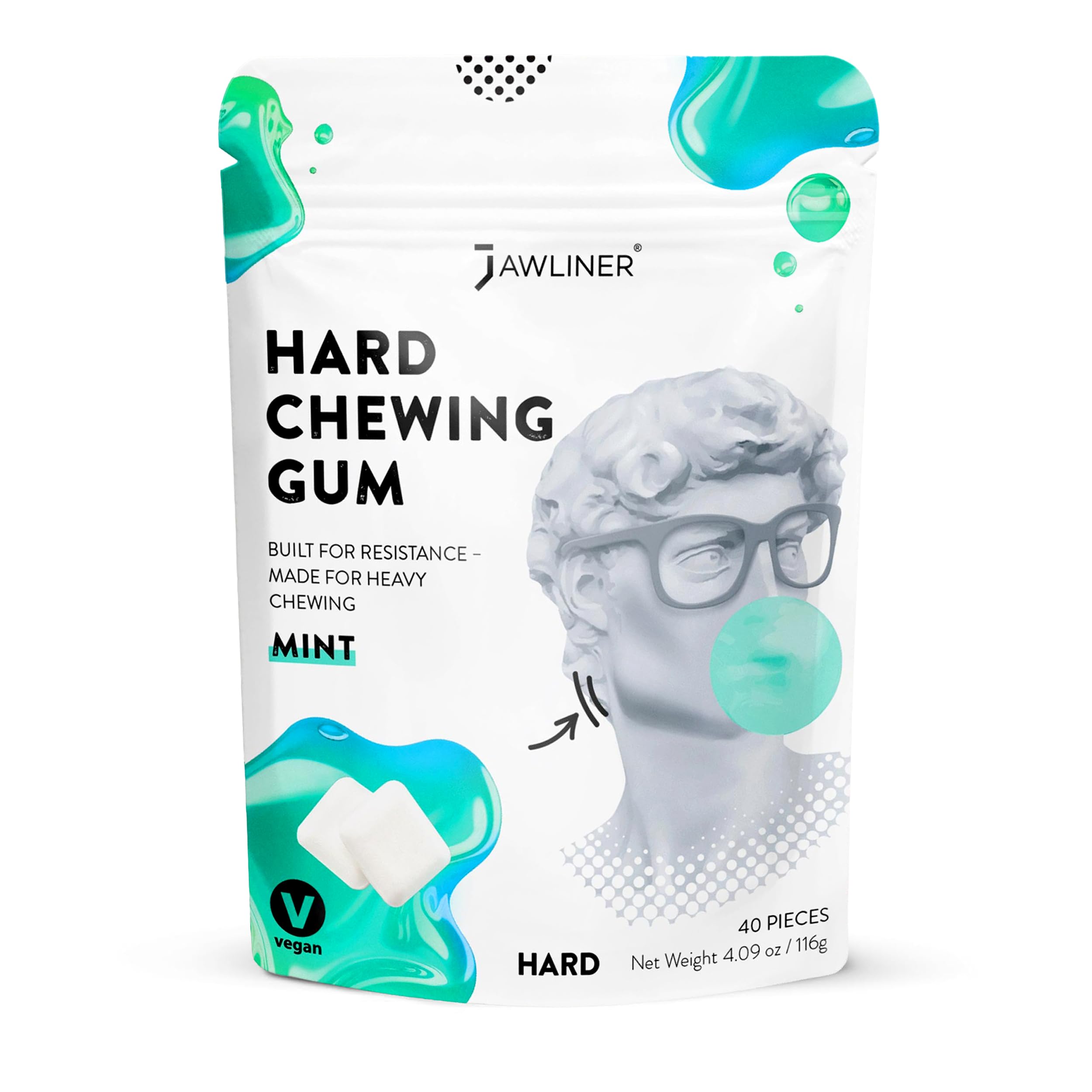 Jawliner Hard Jawline Gum for Facial Fitness - Jaw Exerciser for Sculpted Masseter Muscle with 6-10 Stronger Resistance