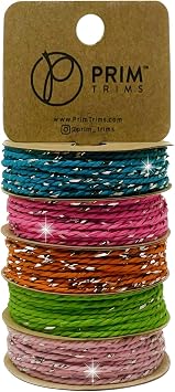 Kitchen String for Crafts Twine Rope Burlap String Decorative Rope for Crafts Glitter Rope Wrapping Twine Decorative Cord Butchers Twine Colors Blue Orange Green Pink Twine String Glitter 25 Yd Total