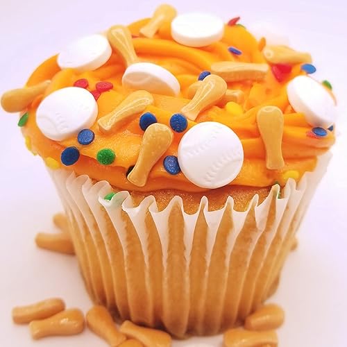 Miniatura 2 de NCS Gránulos comestibles de béisbol y murciélago, 8 onzas, ideales para cupcakes, galletas, pasteles, pasteles y mesas de fiesta.