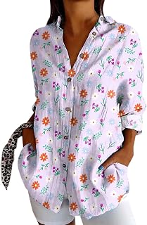 Camisas navideñas camisa de solapa casual de moda para mujer blusa para mujer 46