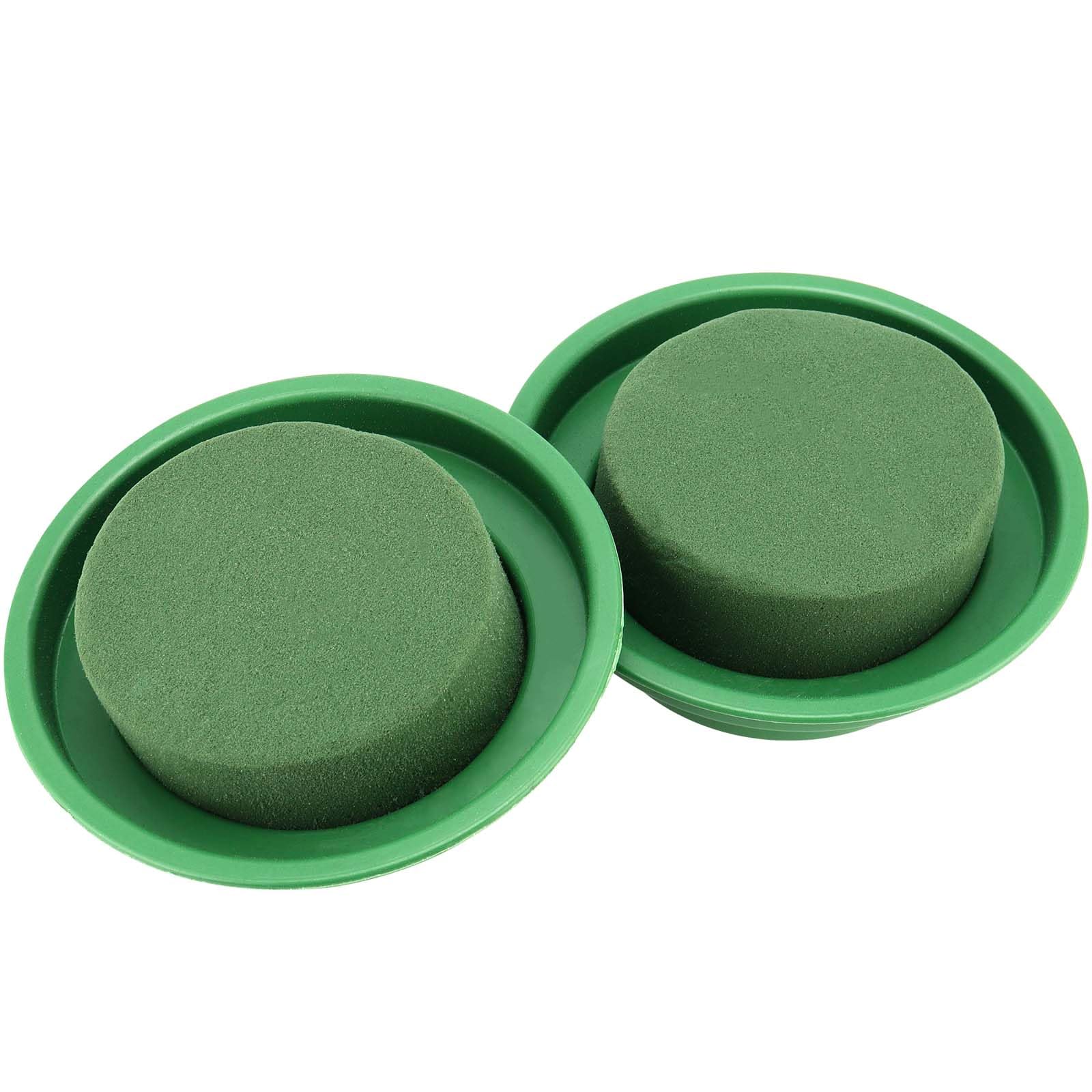 8 Cilindri in Spugna per Fiori con Base Rotonda, 8 x 4 cm, Schiuma Floreale Verde per Composizioni Floreali, Matrimoni e Fioristi