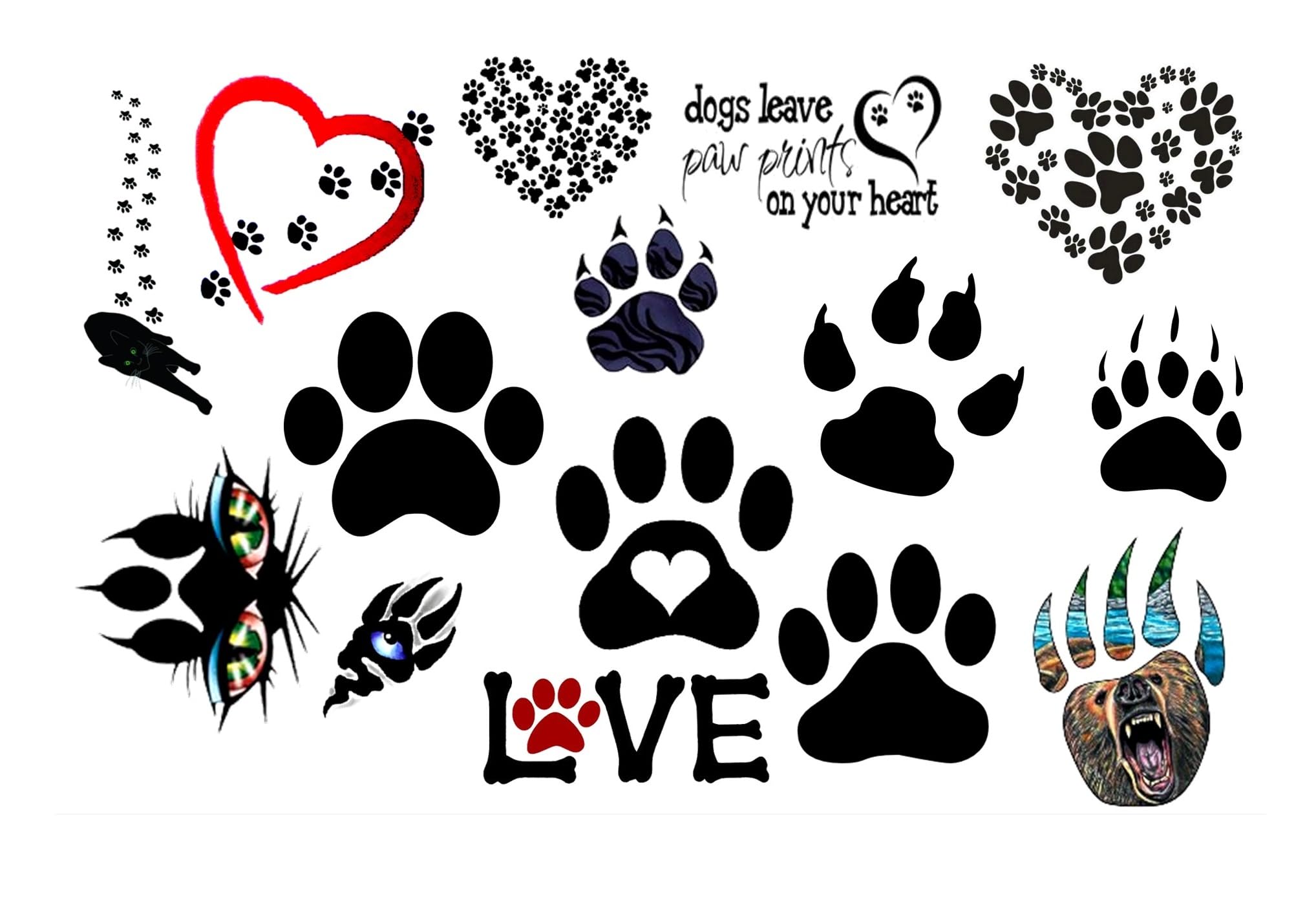 Kaz Creations Paw Prints Temporary Tattoo C1 Paw Prints Collection (Paw Prints Temporary Tattoo C1)