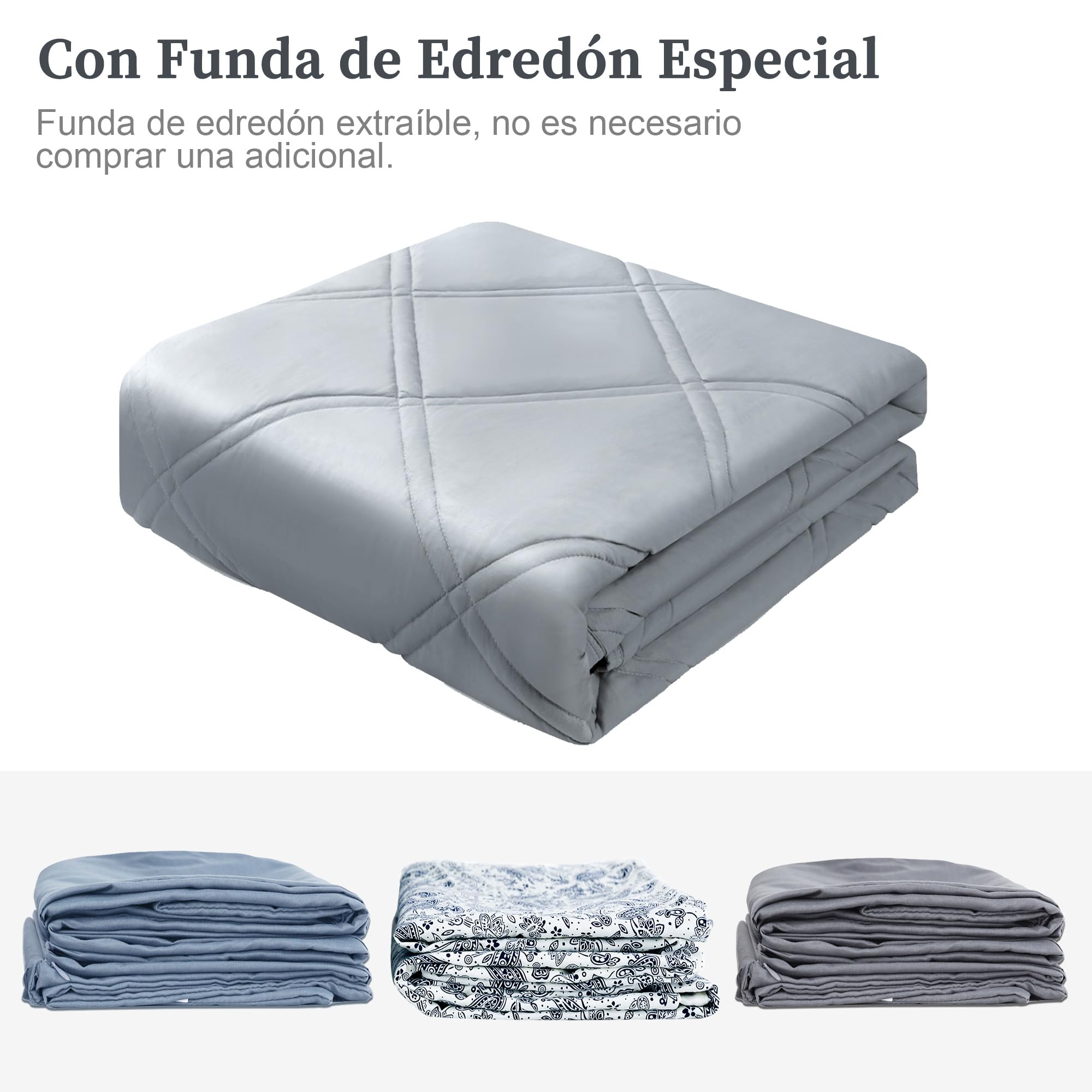 Winthome Manta Pesada 130x190cm 6kg con Funda de Edredón, Cobertor Pesado Manta Pesada Ansiedad, Weighted Blanket para un Dormir Profundo y una Mejor Relajación, Manta Ponderada (Patrón Blanco)