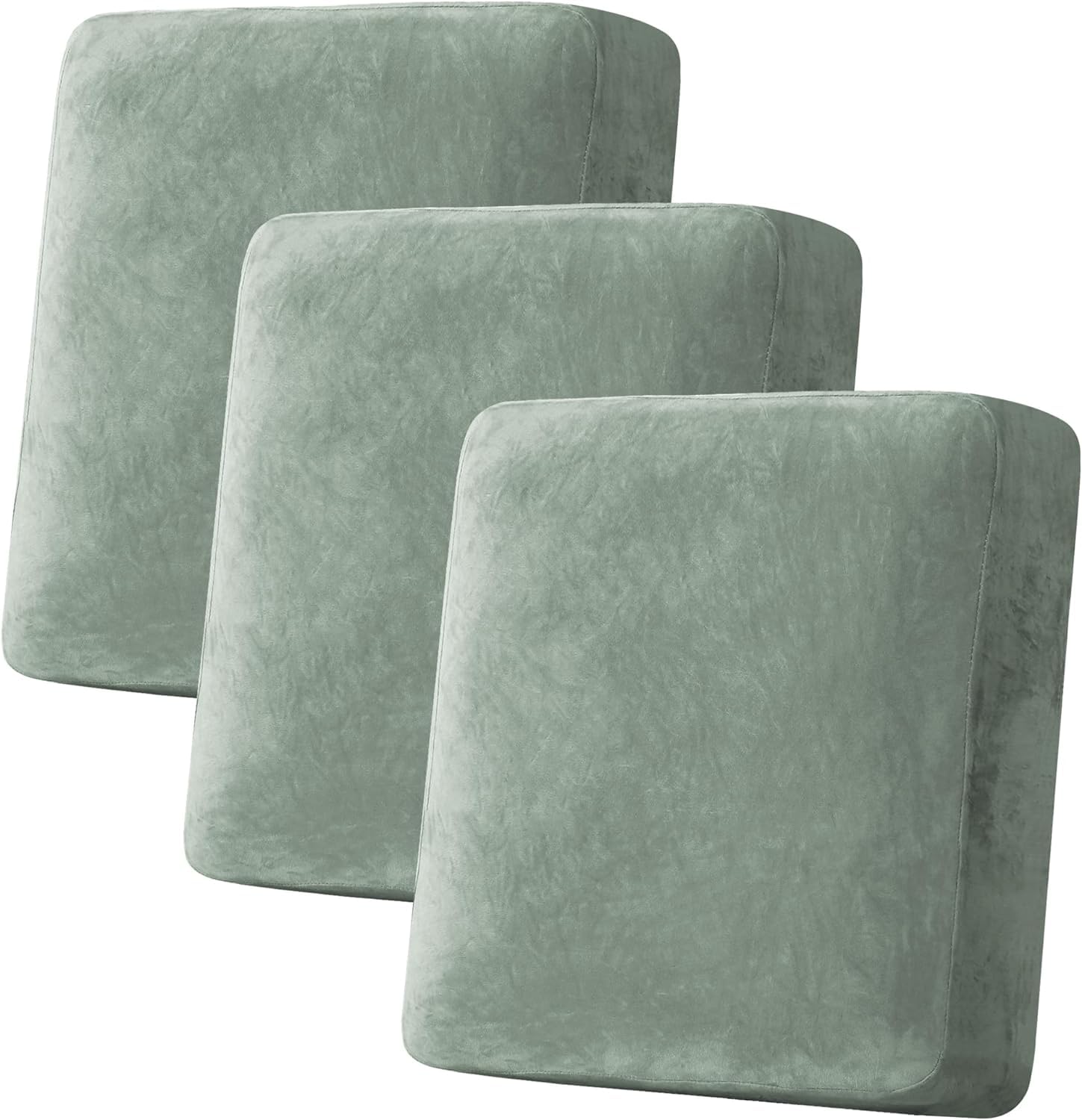 LINGKY Sofa Seat Cushion Cover, Sofa Cushion Slipcovers Stretch Velvet, Universal Non-Slip Couch Cushion Covers Replacement for Individual Furniture Protector (Sage Green,1 Seater)