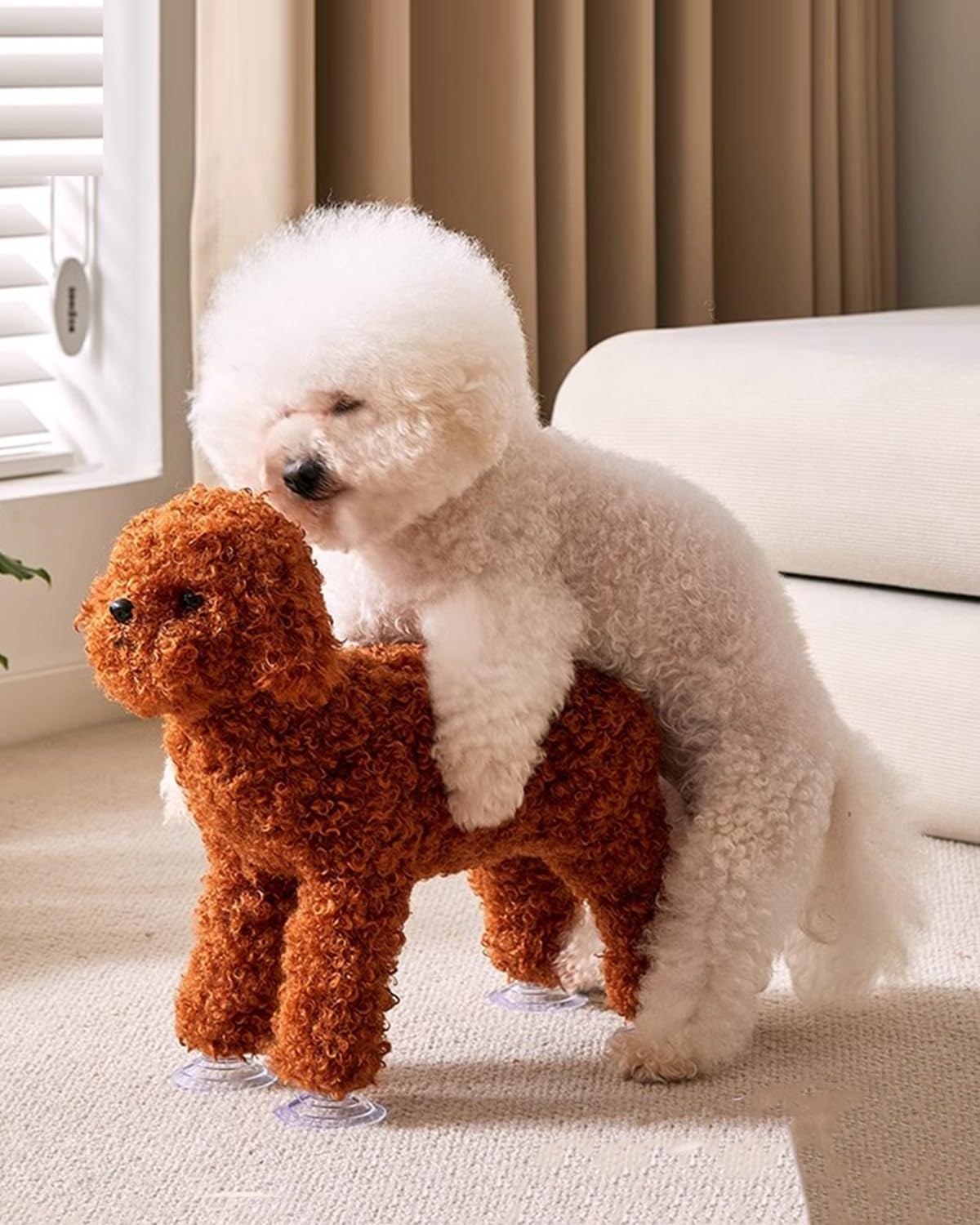 Paarungsspielzeug für Hunde Interaktive Hunde-Plüschpuppe Aus Silikon, Braut, Zwergschnauzer/Bichon Frisé, Spielzeug Zur Reproduktion Von Haustieren, Empathe mit Künstlichem Haar, Schlafpartner(Height