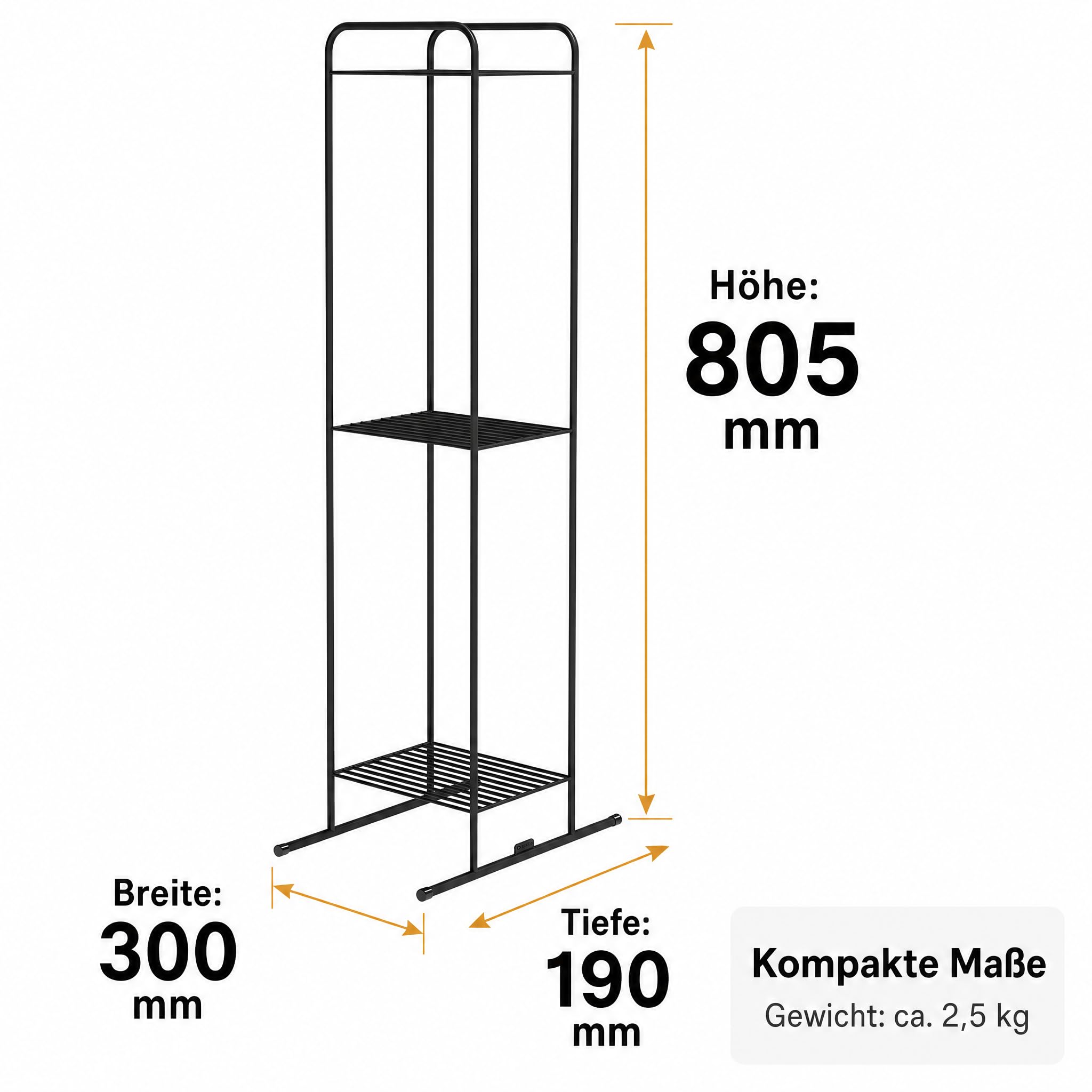 Zomo VS-Rack Vinya 100 Vinylständer – 300 x 190 x 805 mm - Schwarz - 2 Ebenen Plattenregal aus Stahl – bis 100 LPs – Moderner Schallplattenständer mit stabilem Standfuß