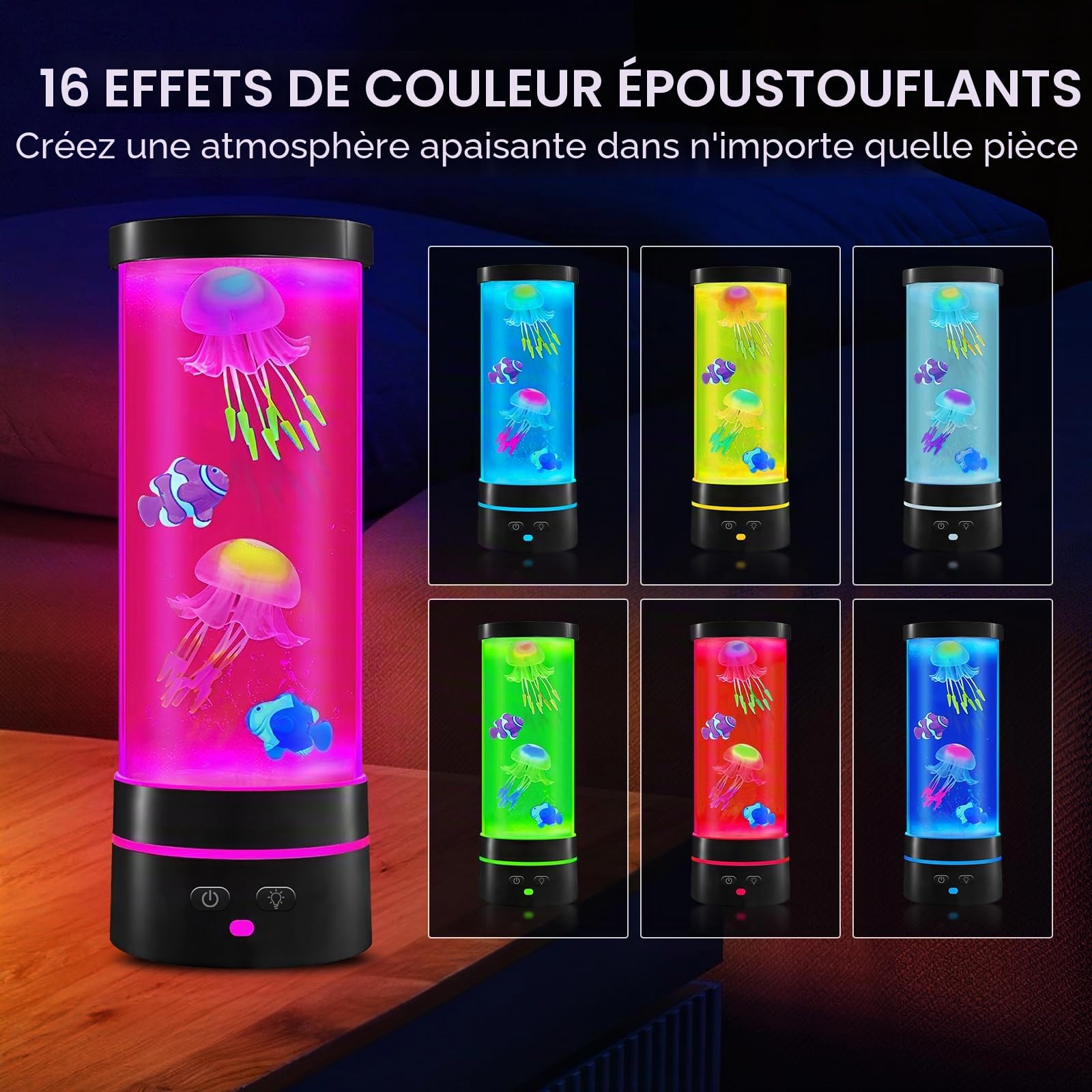 Lampe LED Méduse - 17 Couleurs - Ronde - Décoration Intérieure avec Télécommande - Cadeau Noël Enfants