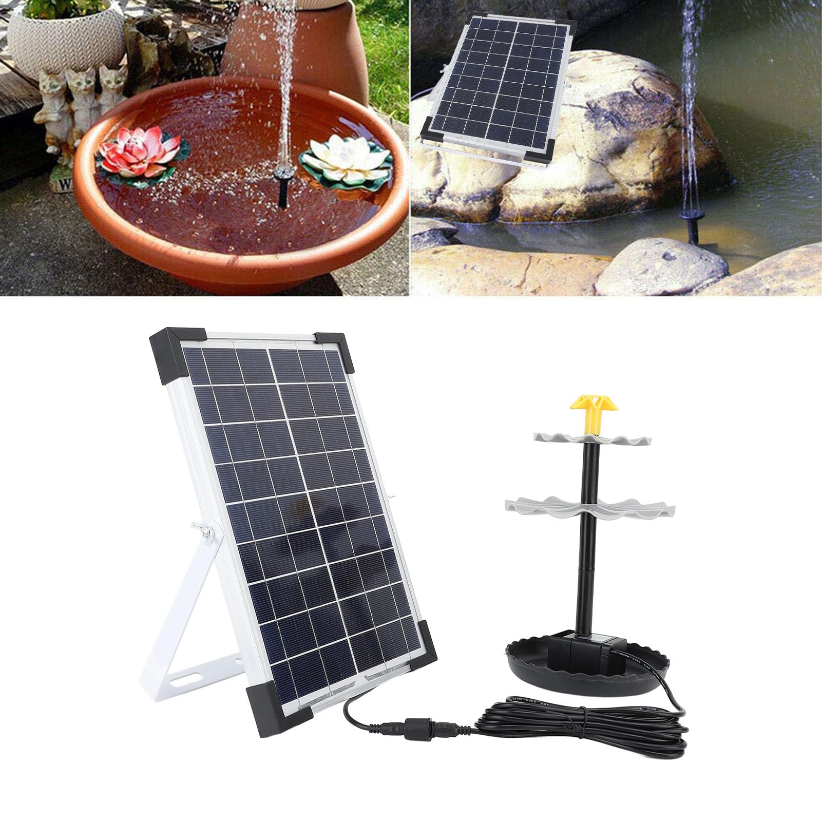 Kit Solare Pompa Fontana Multiuso Durevole per Vasca per Uccelli, Giardino, Cortile, Piscina per Pesci