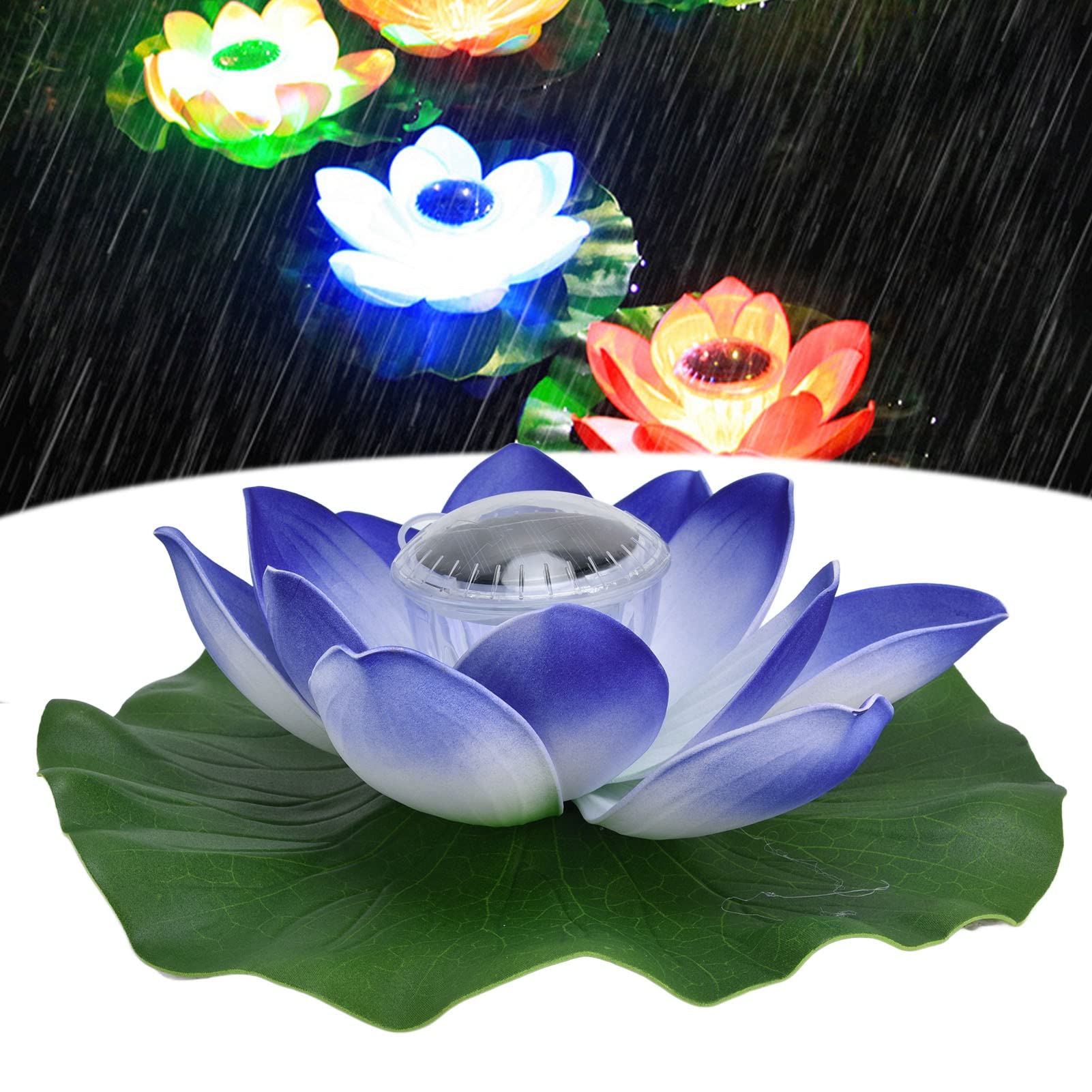 Luz solar de loto, luz de loto flotante alimentada por LED impermeable para decoración de jardín al aire libre