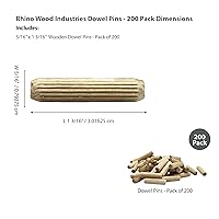Vista 113 de 3/8" x 2" - Paquete de 500 pasadores de madera - Secados al horno, estriados y biselados (3/8" x 2", 500 unidades)