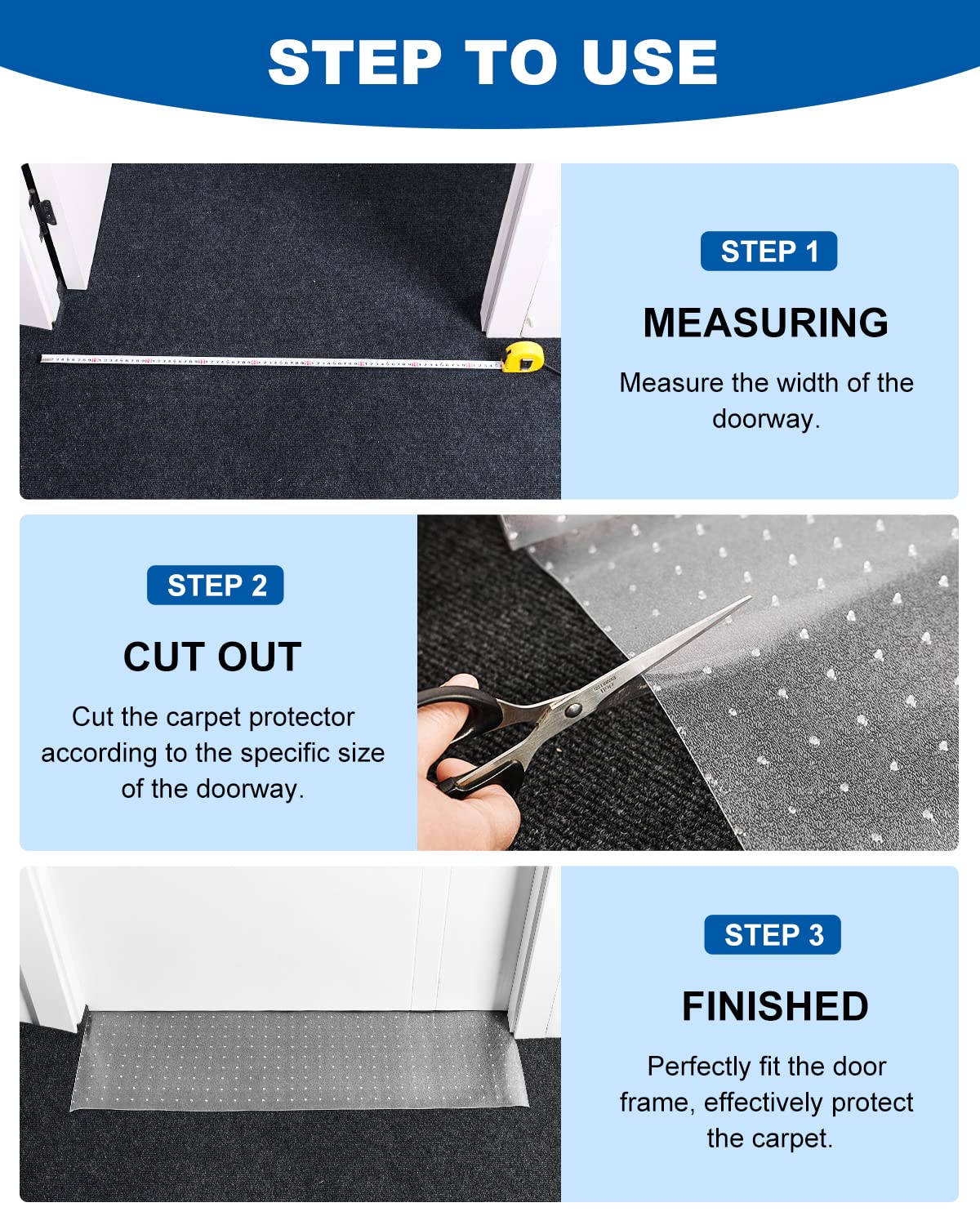 Carpet Protector for Pets, Cat Carpet Protector for Doorway, Cat Scratch Guard Carpet, 8.2FT Clear Heavy Duty Non-Slip Plastic Carpet Protector