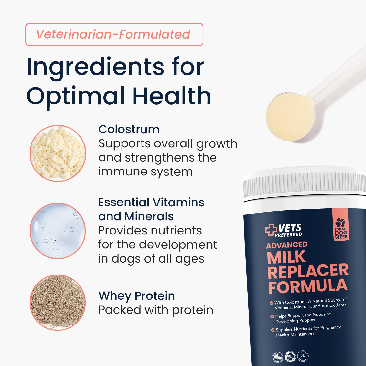 Vets Preferred Puppy Milk Replacement Formula - Dog Milk Replacer Powder Supplement for Pregnant, Lactating, Aging Dogs - Enriched with Colostrum - Nutritious Nursing Formula for Puppies - 12 Oz