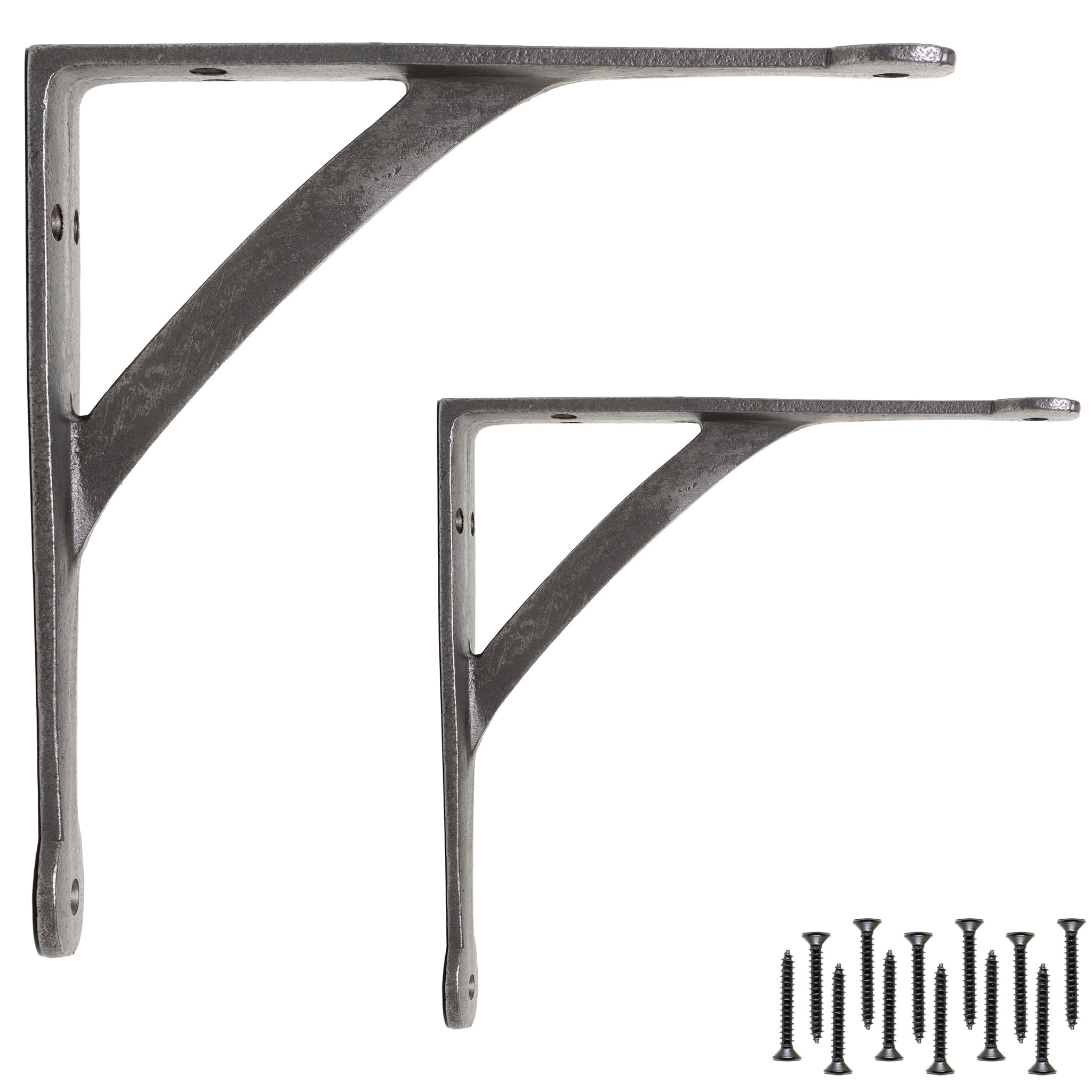EDUWURXS Industrial Cast Iron Penny Gallow Shelving Brackets Pack of 2 8X8 Heavy Duty Wall Brackets for Shelves, Kitchen Shelves, Living Room, Additional