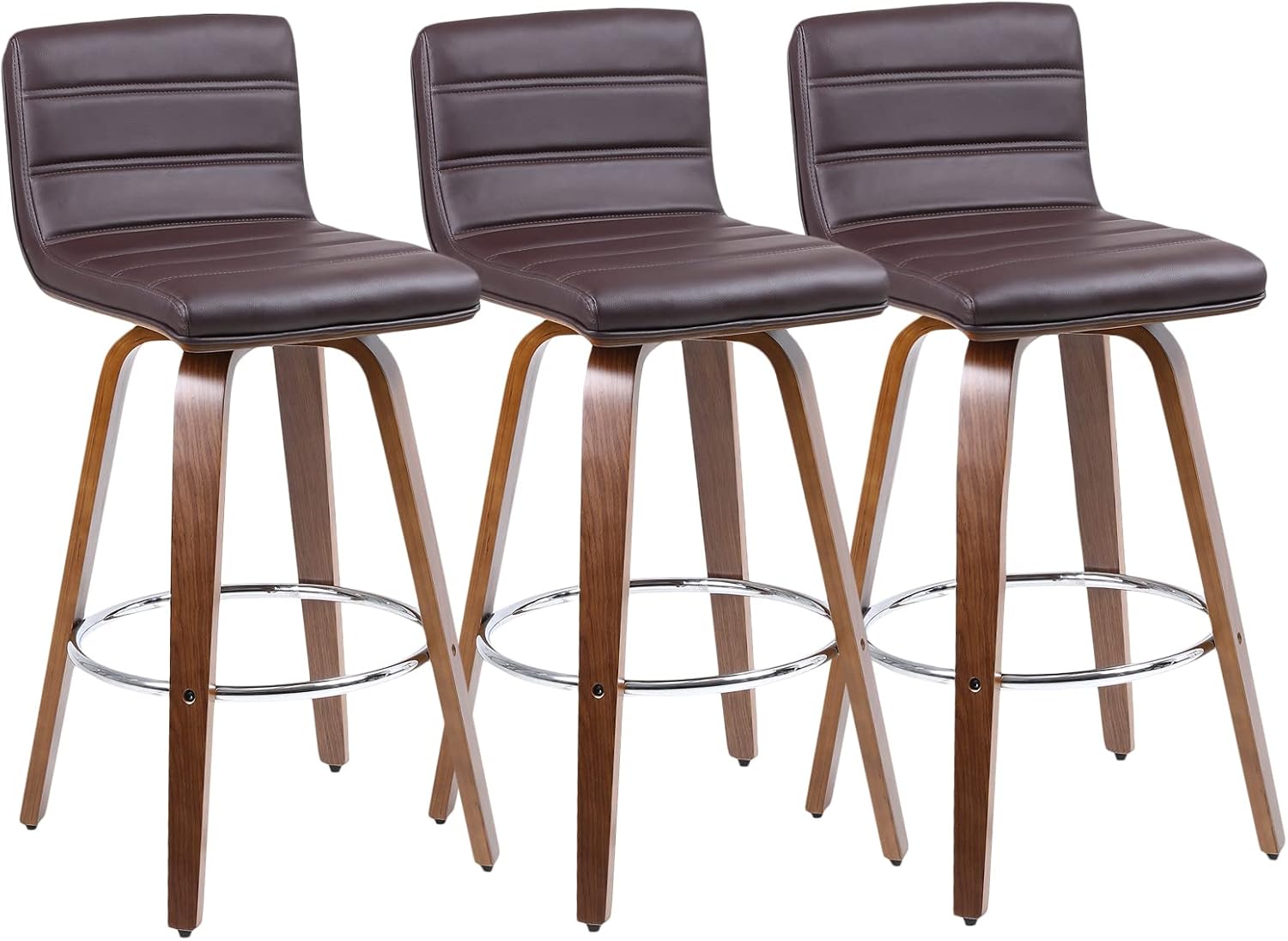 Bar Stools Set of 3 Swivel Bar Stools with Backs, 29 Inch