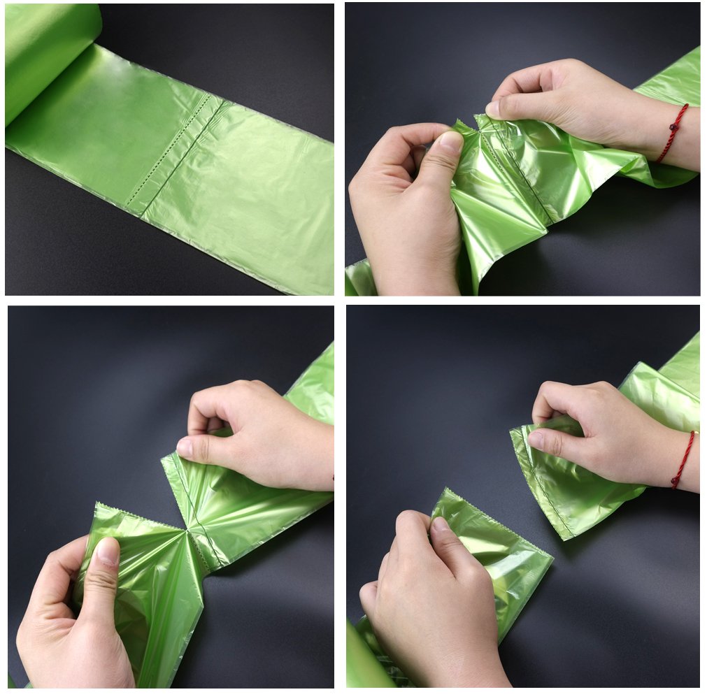 Kekow 10 Gallon Kitchen Trash Bags, Green, 125 Counts