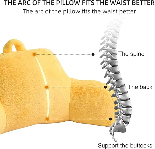 Miniatura 5 de Aimuan Almohada de lectura para descansar en la cama con brazos, cojín de piel de conejo para adultos y adolescentes, inclinación para descansar